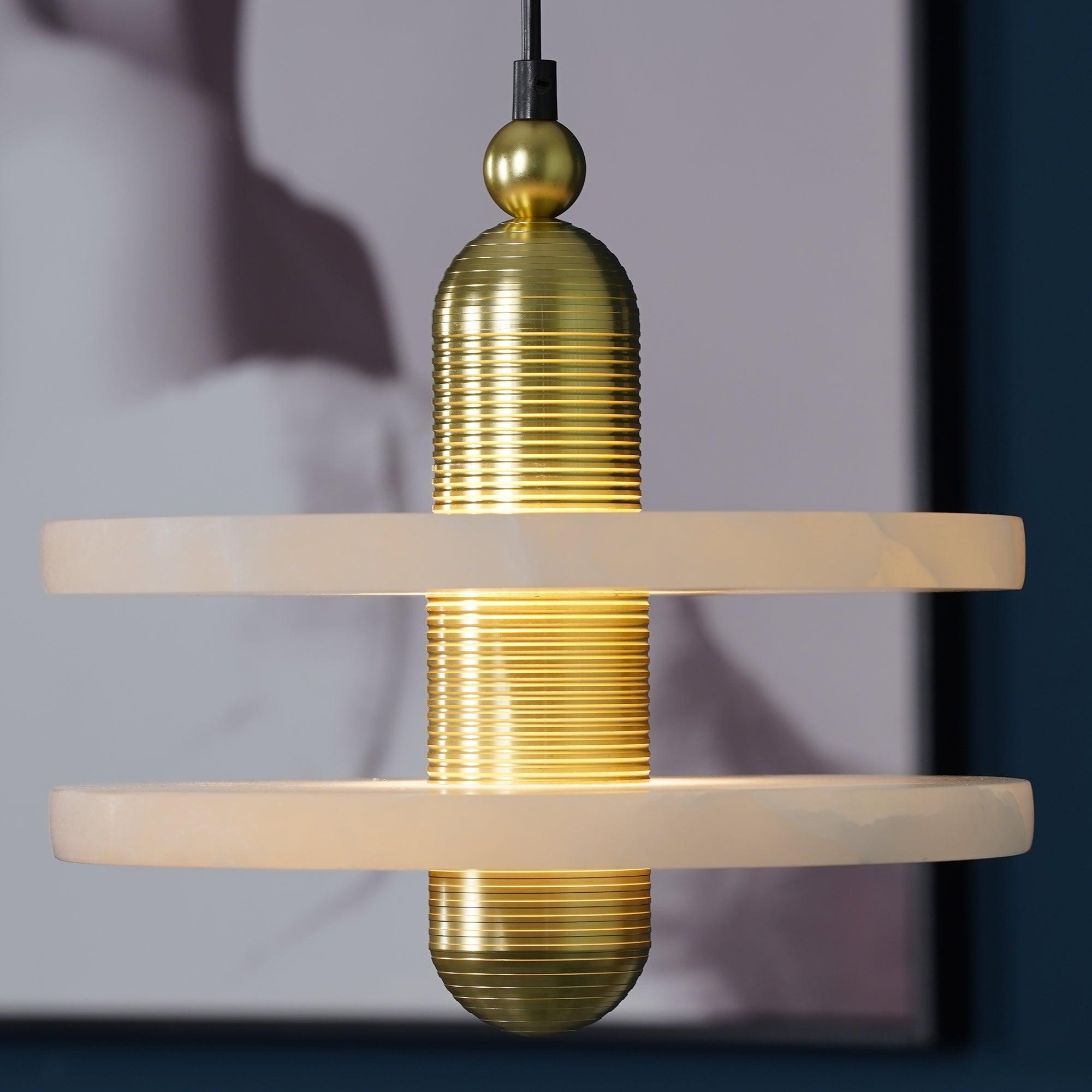 Goose Suspension en Alabastre Blanc et Cuivre - Neutralighting