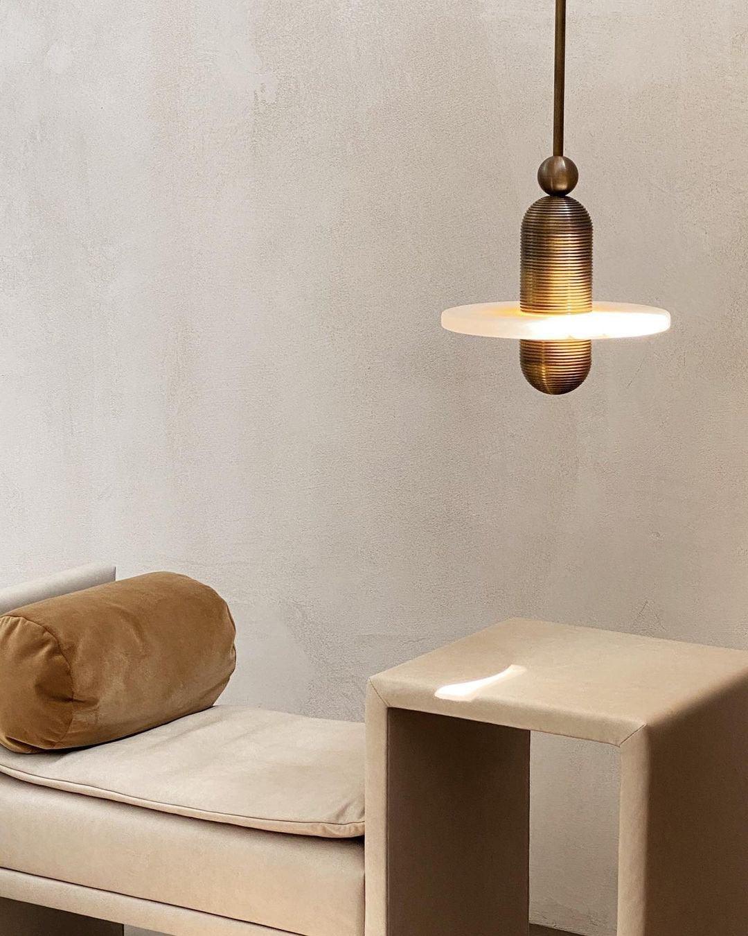 Goose Suspension en Alabastre Blanc et Cuivre - Neutralighting
