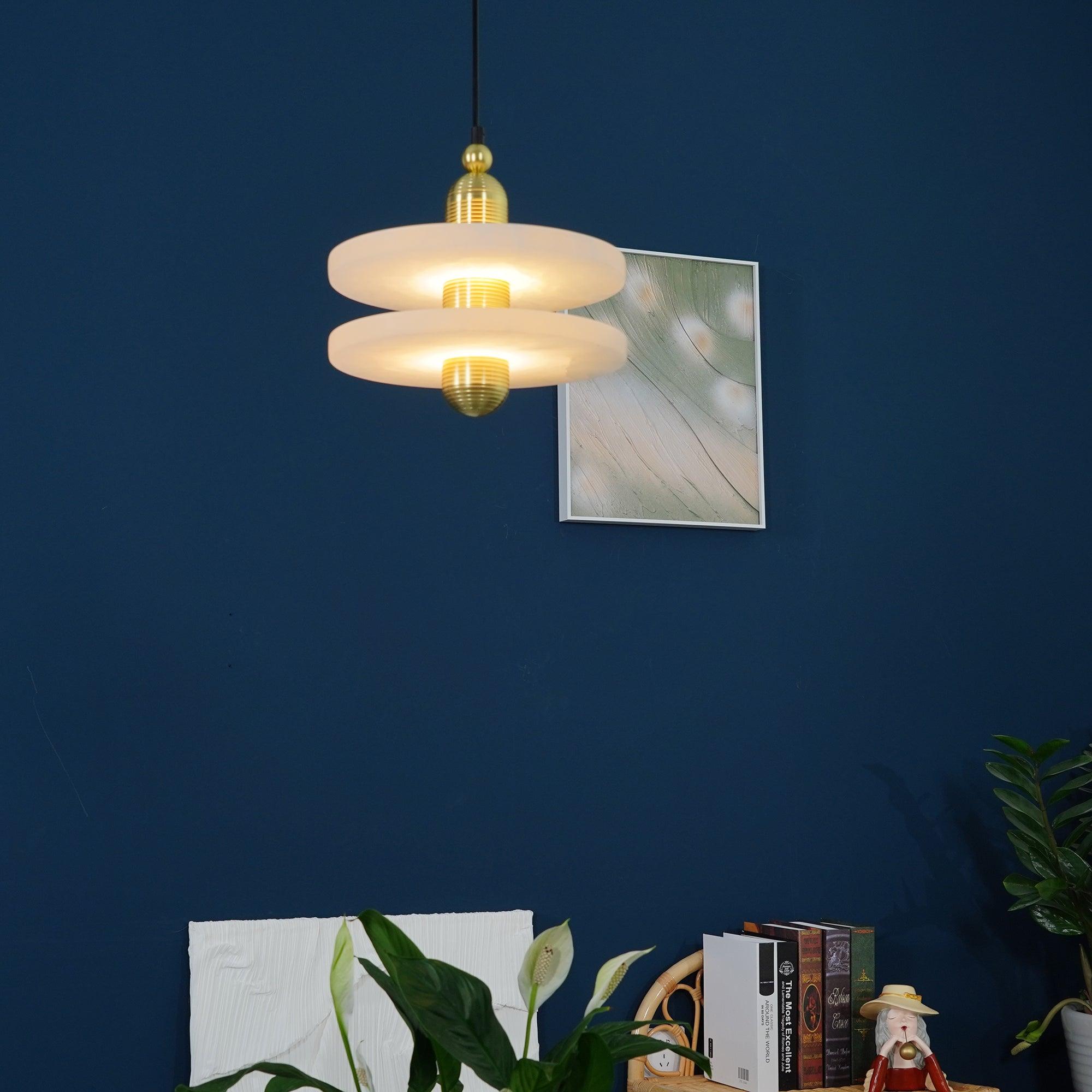 Goose Suspension en Alabastre Blanc et Cuivre - Neutralighting