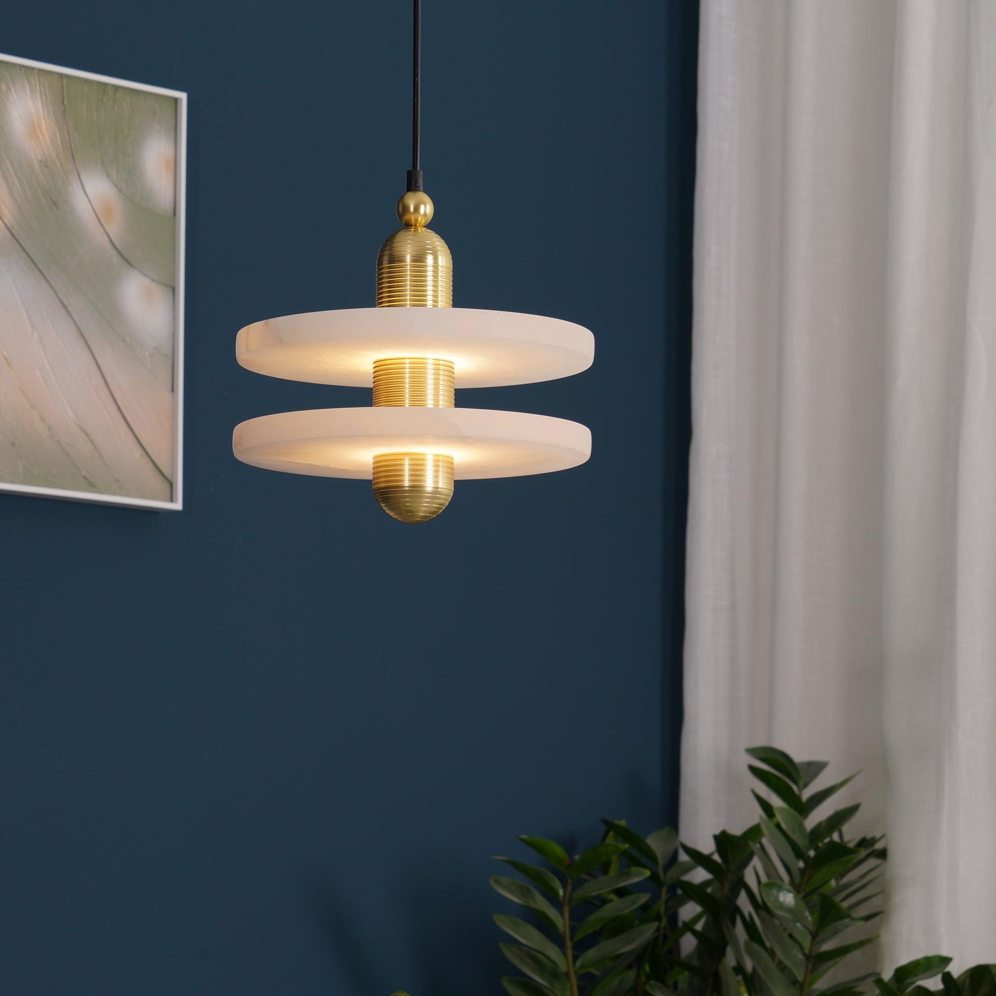 Goose Suspension en Alabastre Blanc et Cuivre - Neutralighting