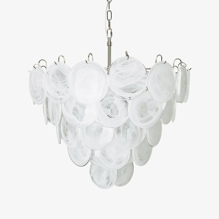 Aurora Chandelier White Murano Glass Disc - Letslighting