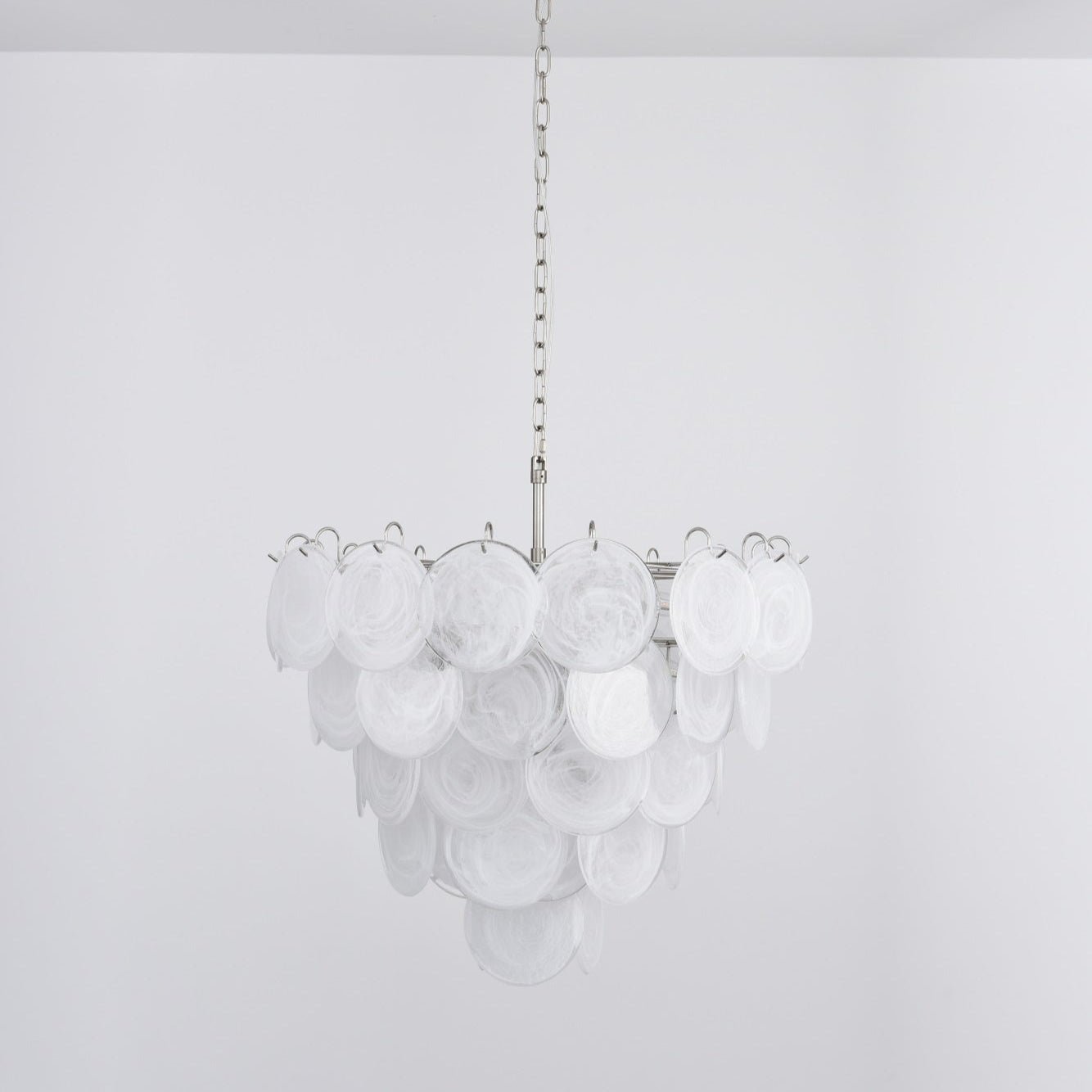 Aurora Chandelier White Murano Glass Disc - Letslighting