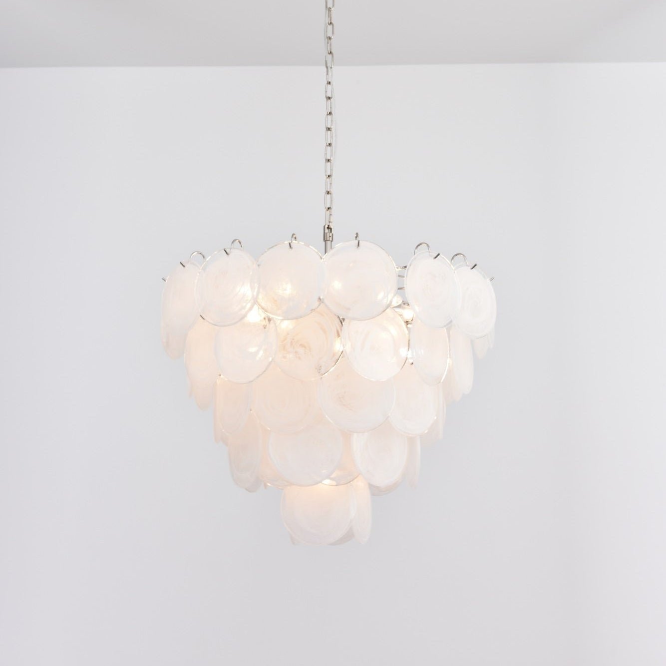 Aurora Chandelier White Murano Glass Disc - Letslighting