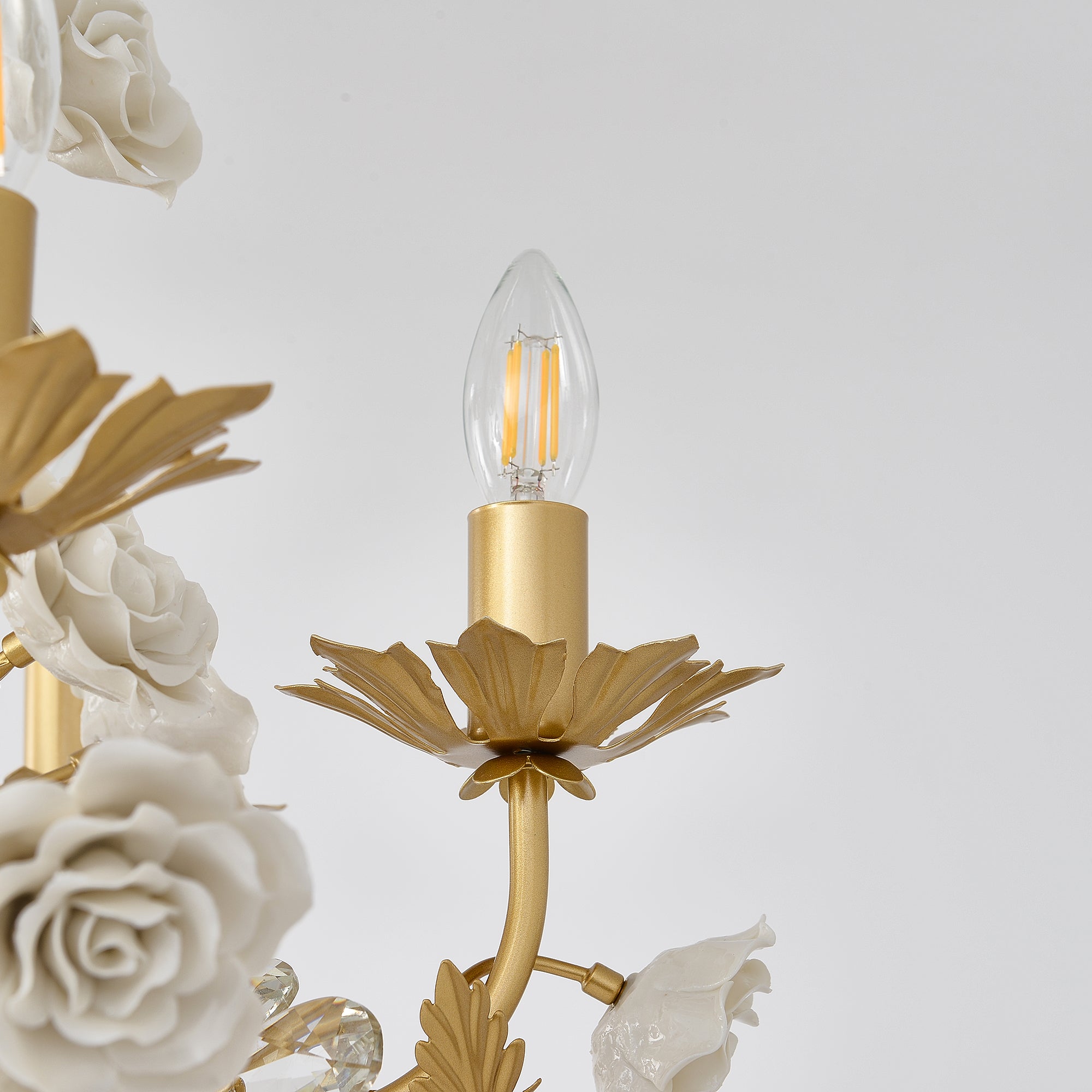Vavenara Postmodern Luxury Rose White Crystal Chandelier - Lamp Copper