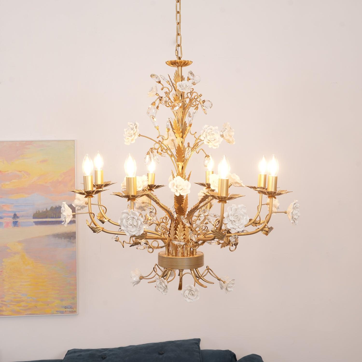 Lustra Chandelier Cristal Rose Blanc - Neutralighting