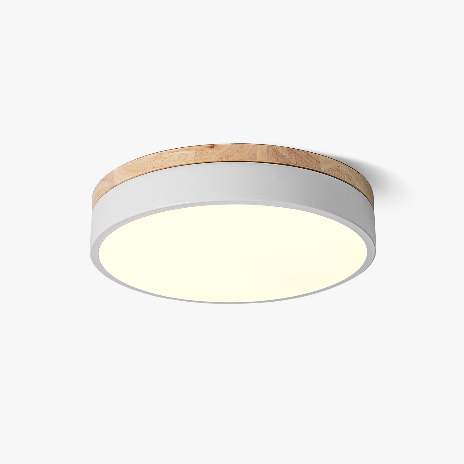 Solara Plafonnier Blanc Ronde avec Bois - Neutralighting
