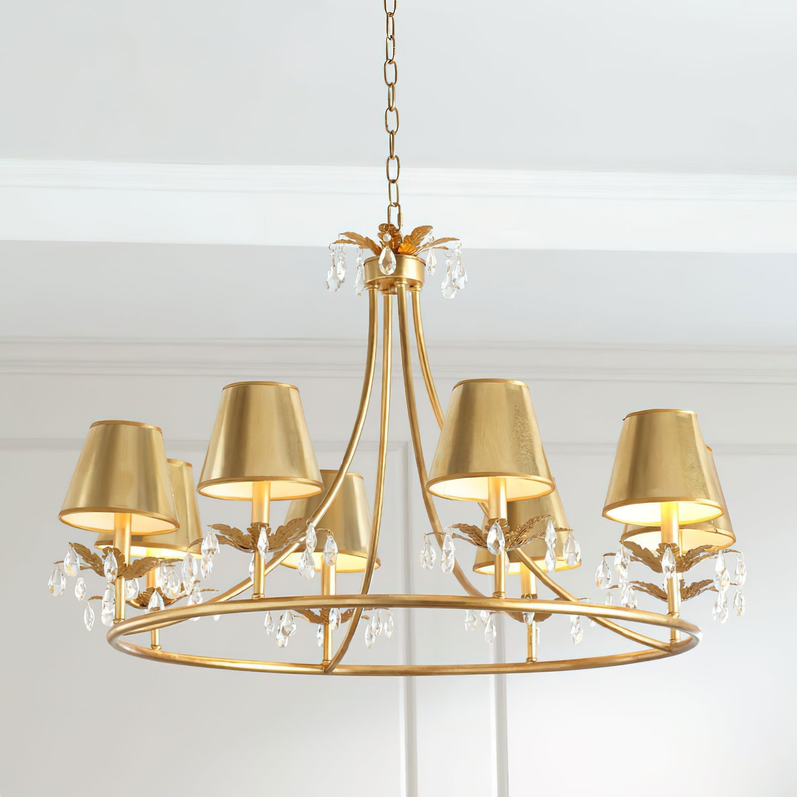 Ivsilan Vintage Industrial Brass Crystal Chandelier - Lamp Copper