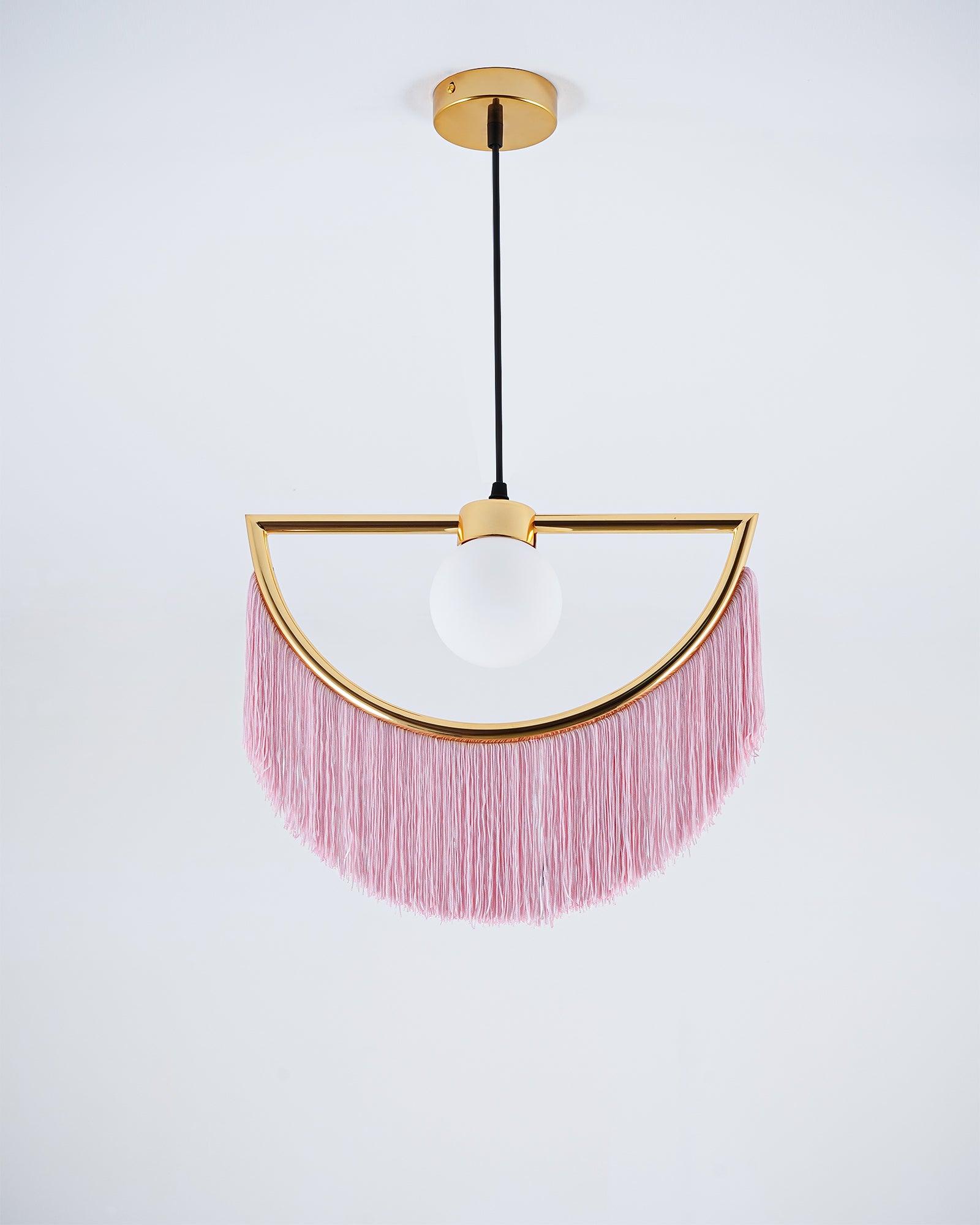Solara Lampe suspendue en tissu à franges style globe rétro bohème - Neutralighting