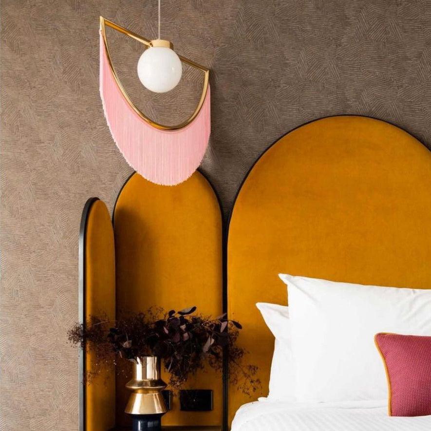 Solara Lampe suspendue en tissu à franges style globe rétro bohème - Neutralighting