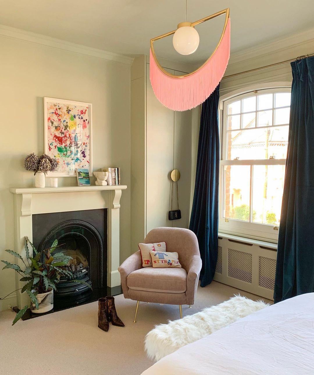 Solara Lampe suspendue en tissu à franges style globe rétro bohème - Neutralighting