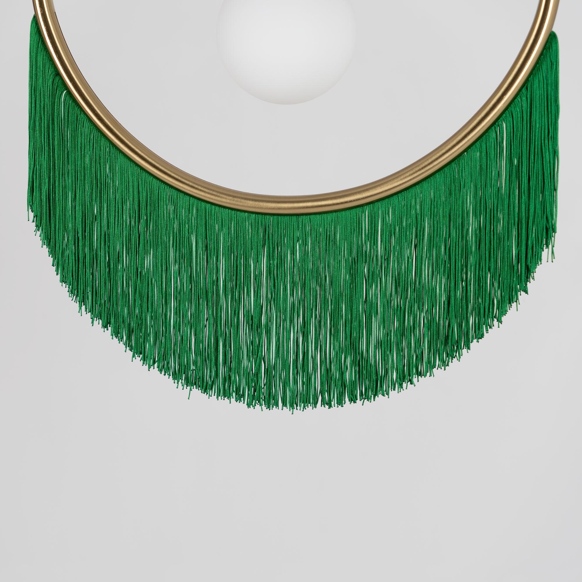 Solara Lampe suspendue en tissu à franges style globe rétro bohème - Neutralighting