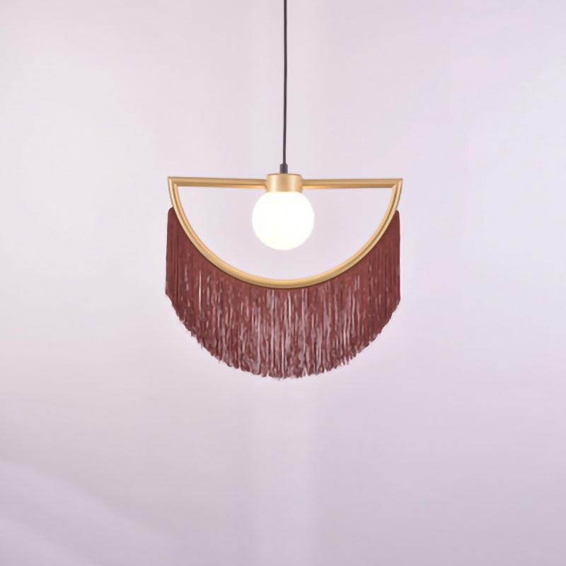 Solara Lampe suspendue en tissu à franges style globe rétro bohème - Neutralighting