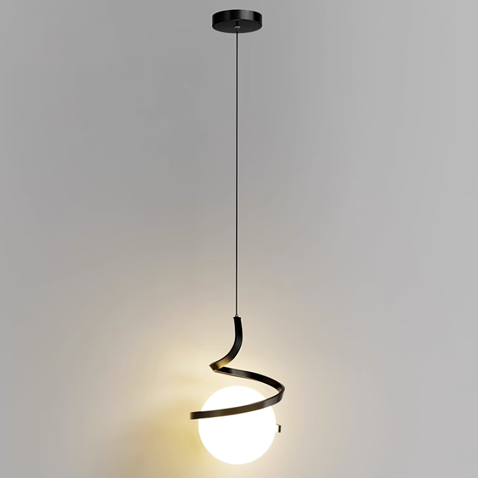 Lampe Suspendue en Fil de Fer et Spirale en Verre - Neutralighting