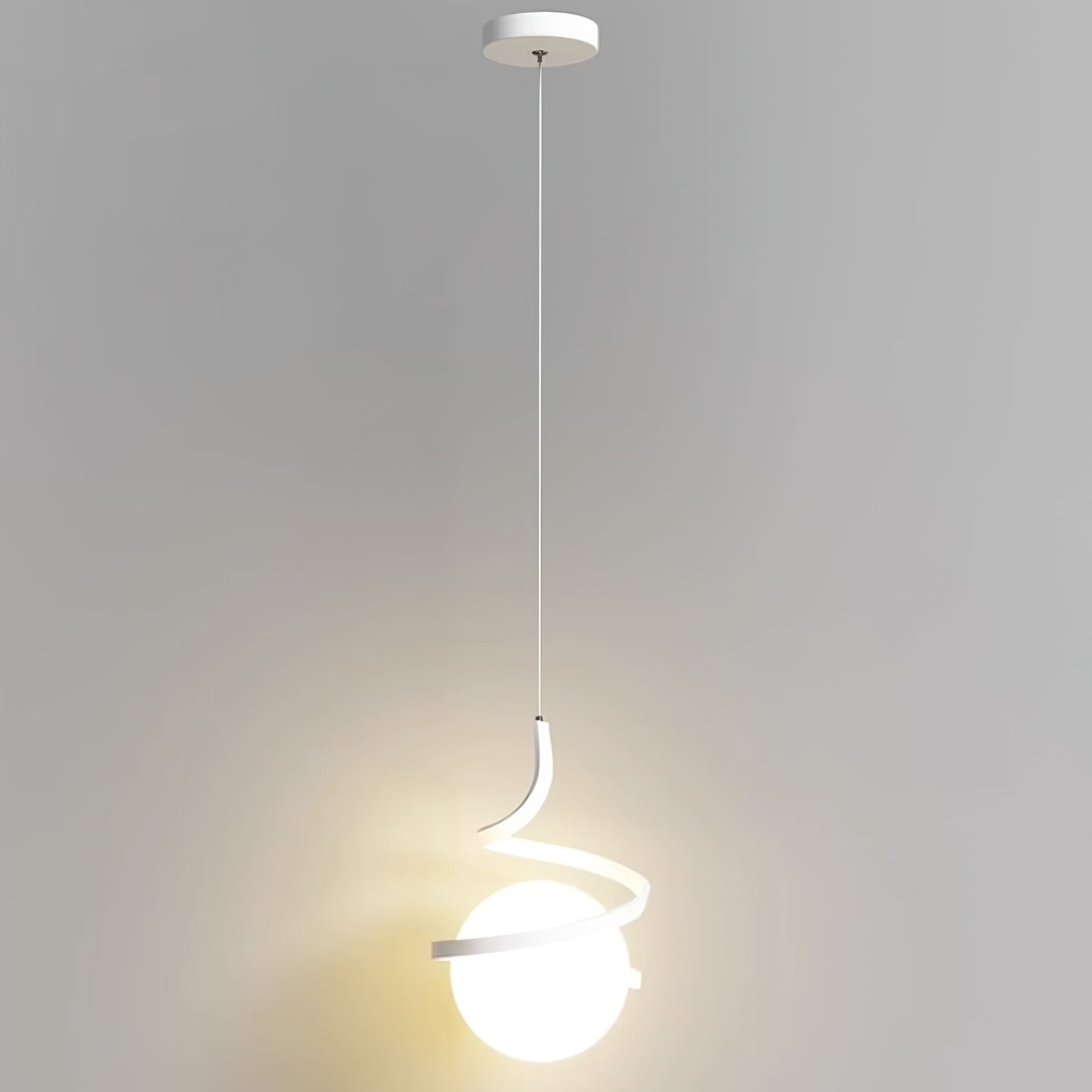 Lampe Suspendue en Fil de Fer et Spirale en Verre - Neutralighting