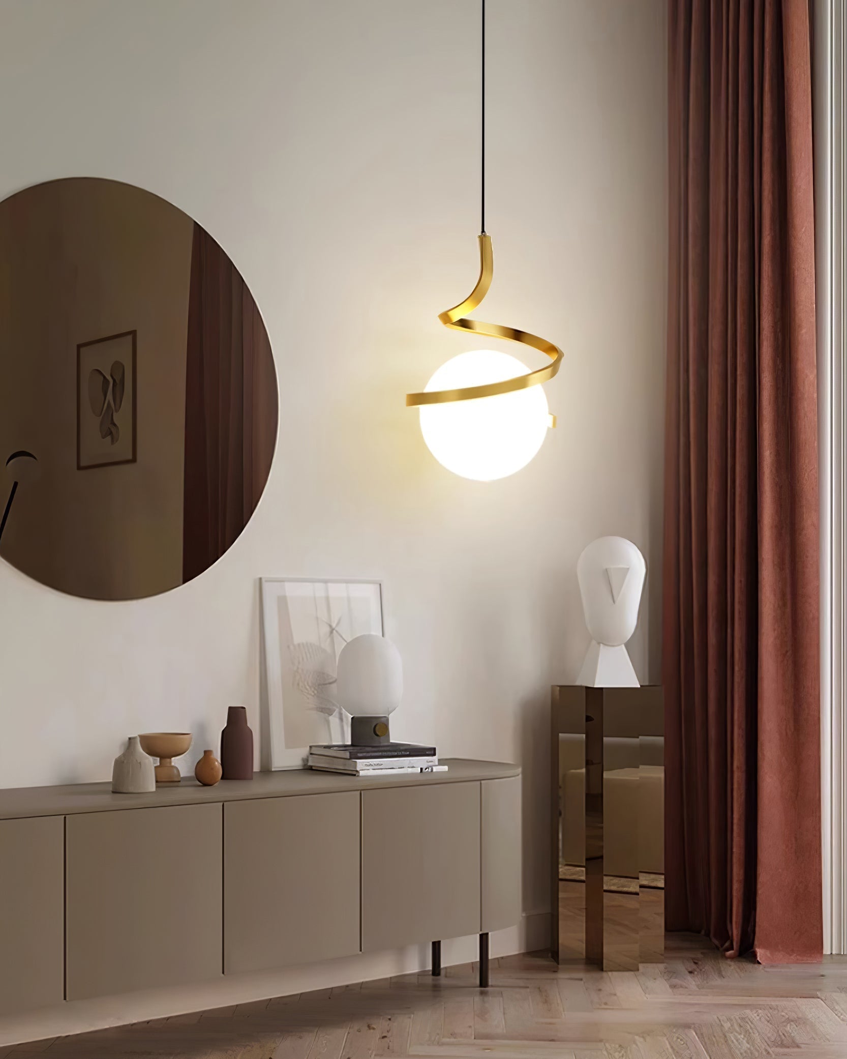 Lampe Suspendue en Fil de Fer et Spirale en Verre - Neutralighting