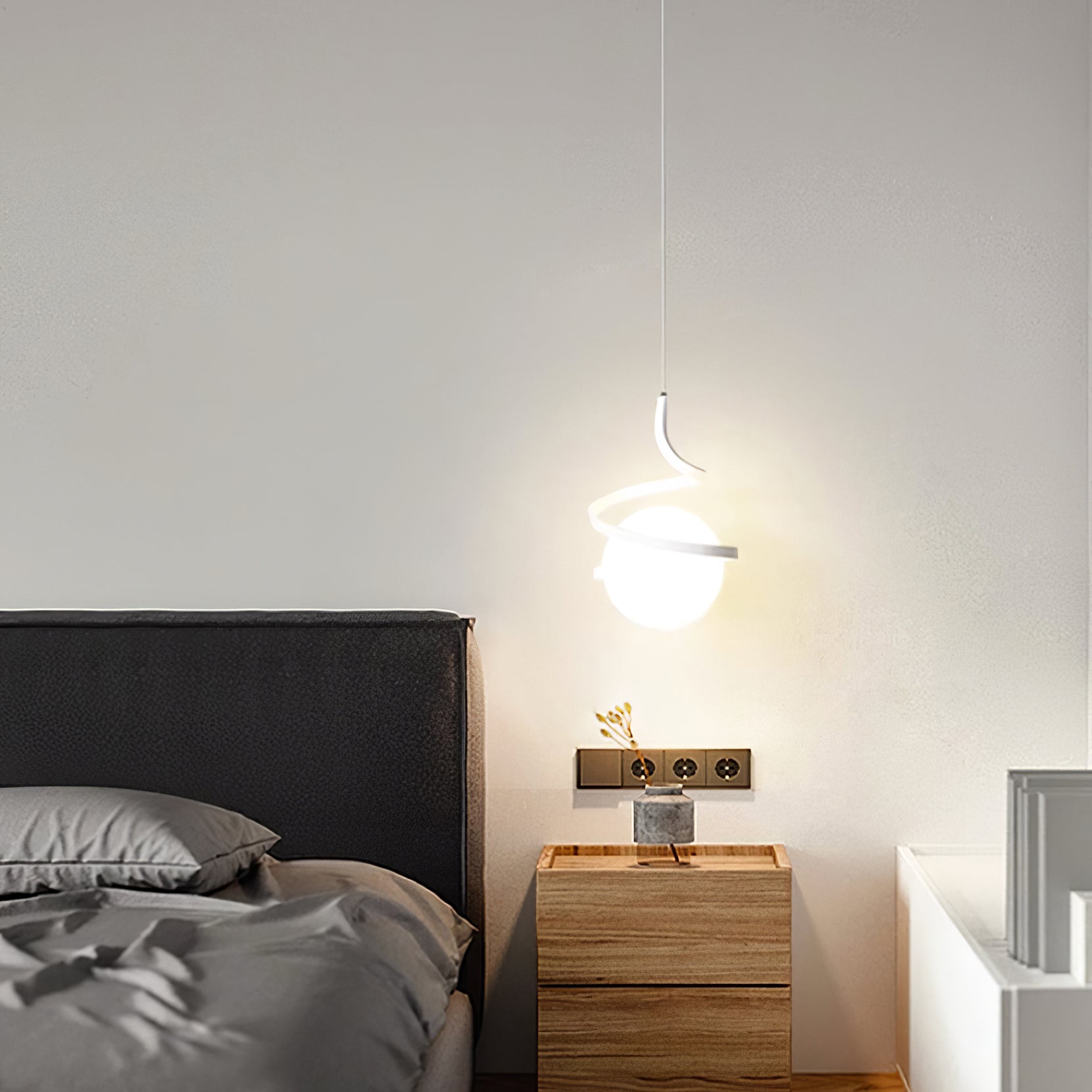 Lampe Suspendue en Fil de Fer et Spirale en Verre - Neutralighting