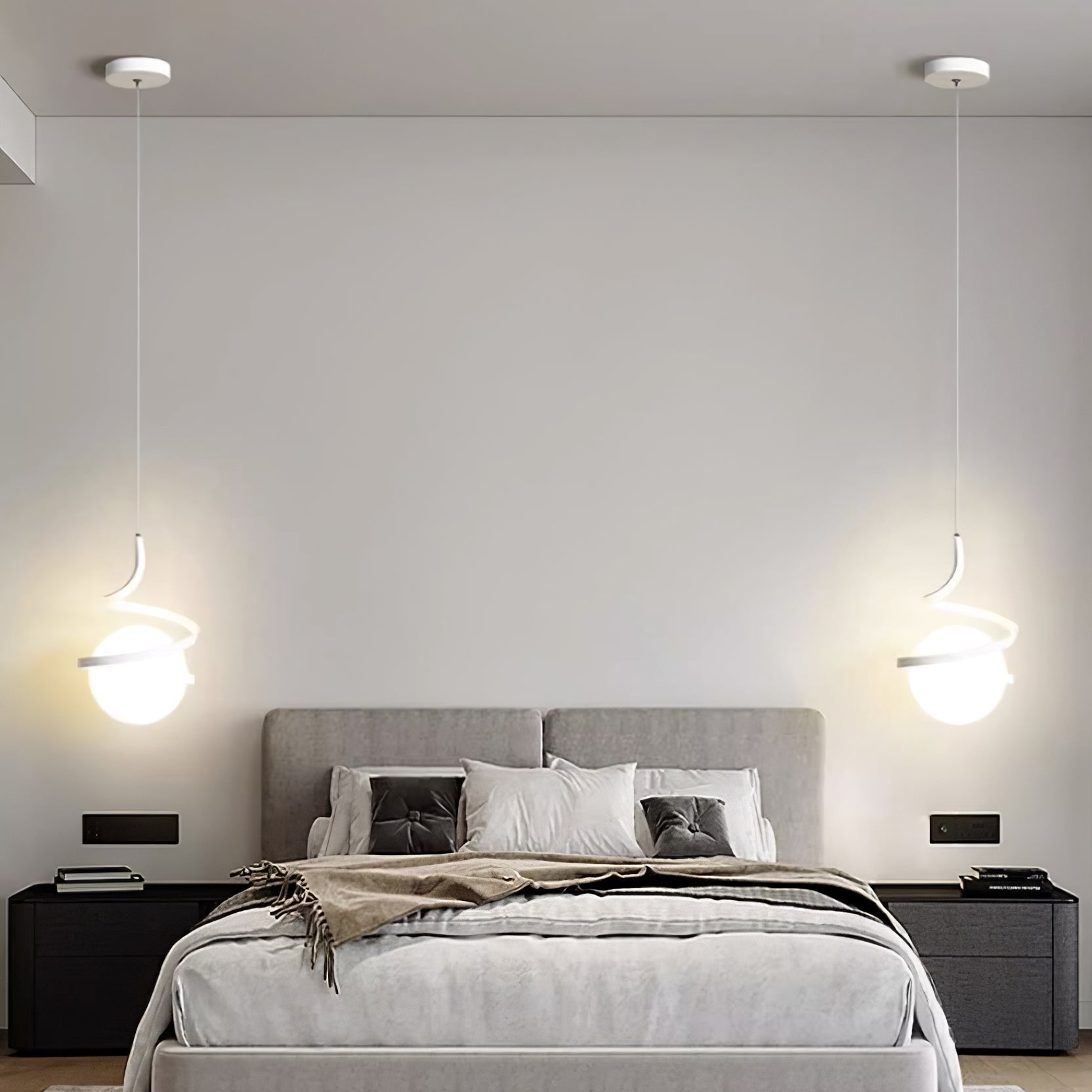 Lampe Suspendue en Fil de Fer et Spirale en Verre - Neutralighting