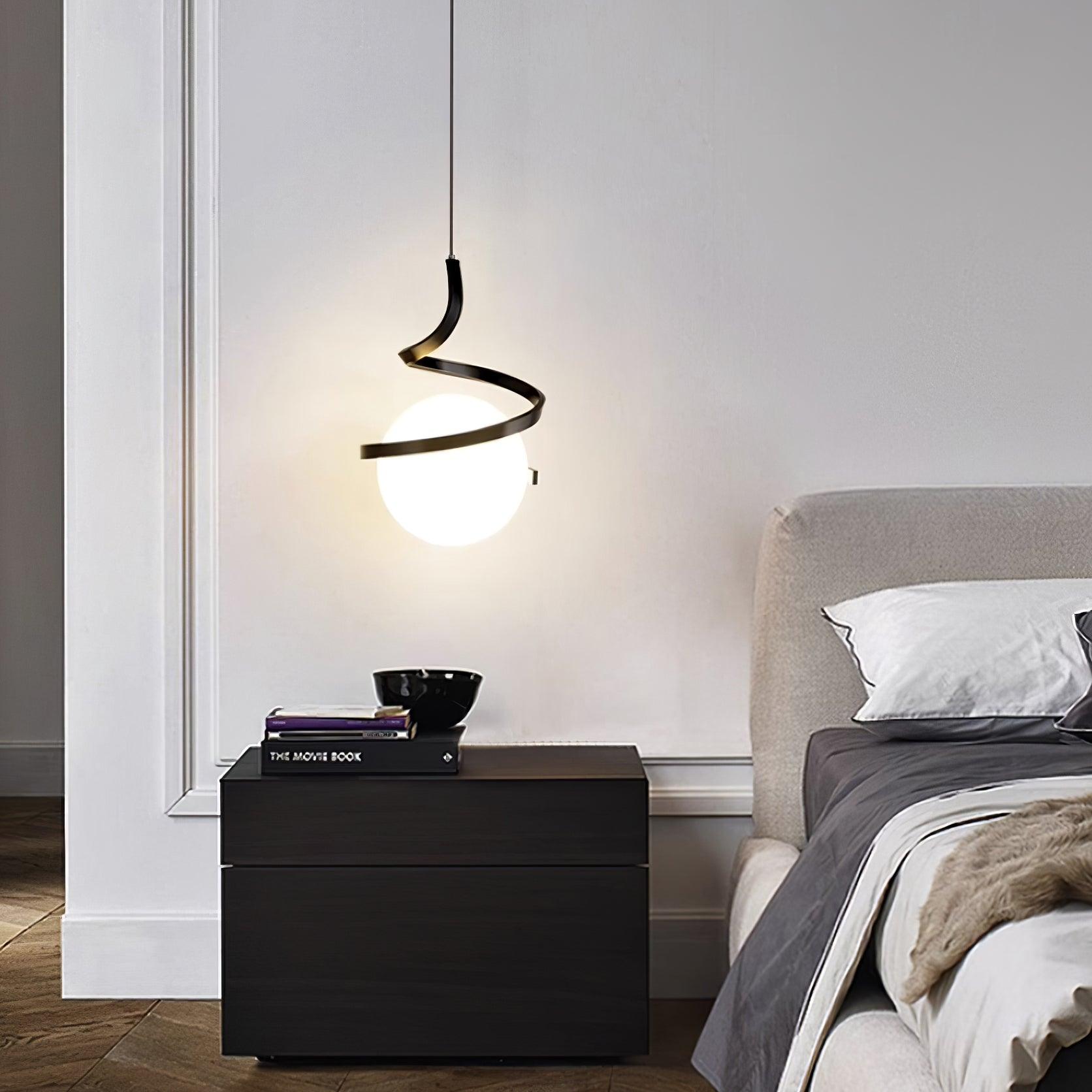 Lampe Suspendue en Fil de Fer et Spirale en Verre - Neutralighting