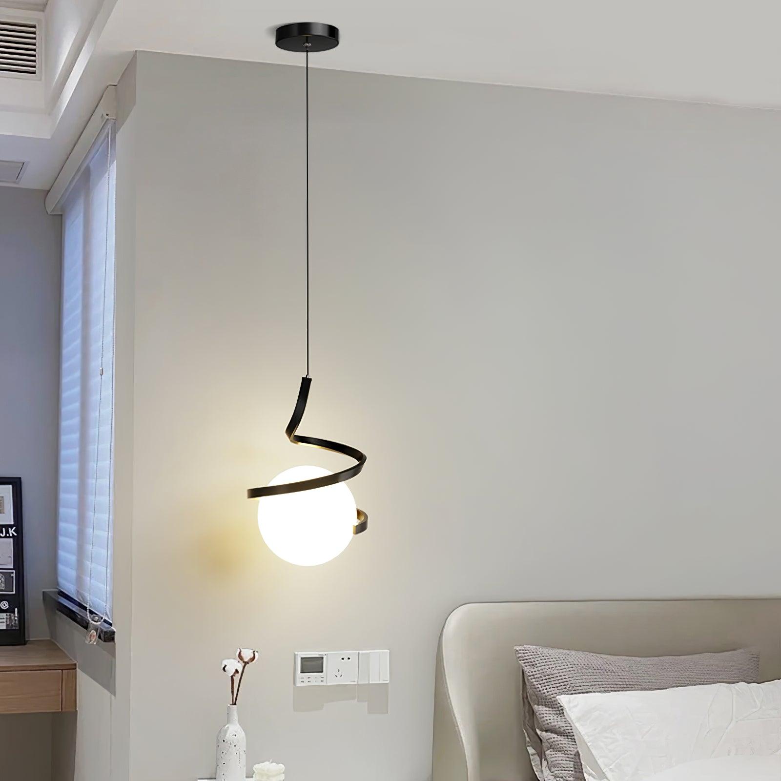 Lampe Suspendue en Fil de Fer et Spirale en Verre - Neutralighting