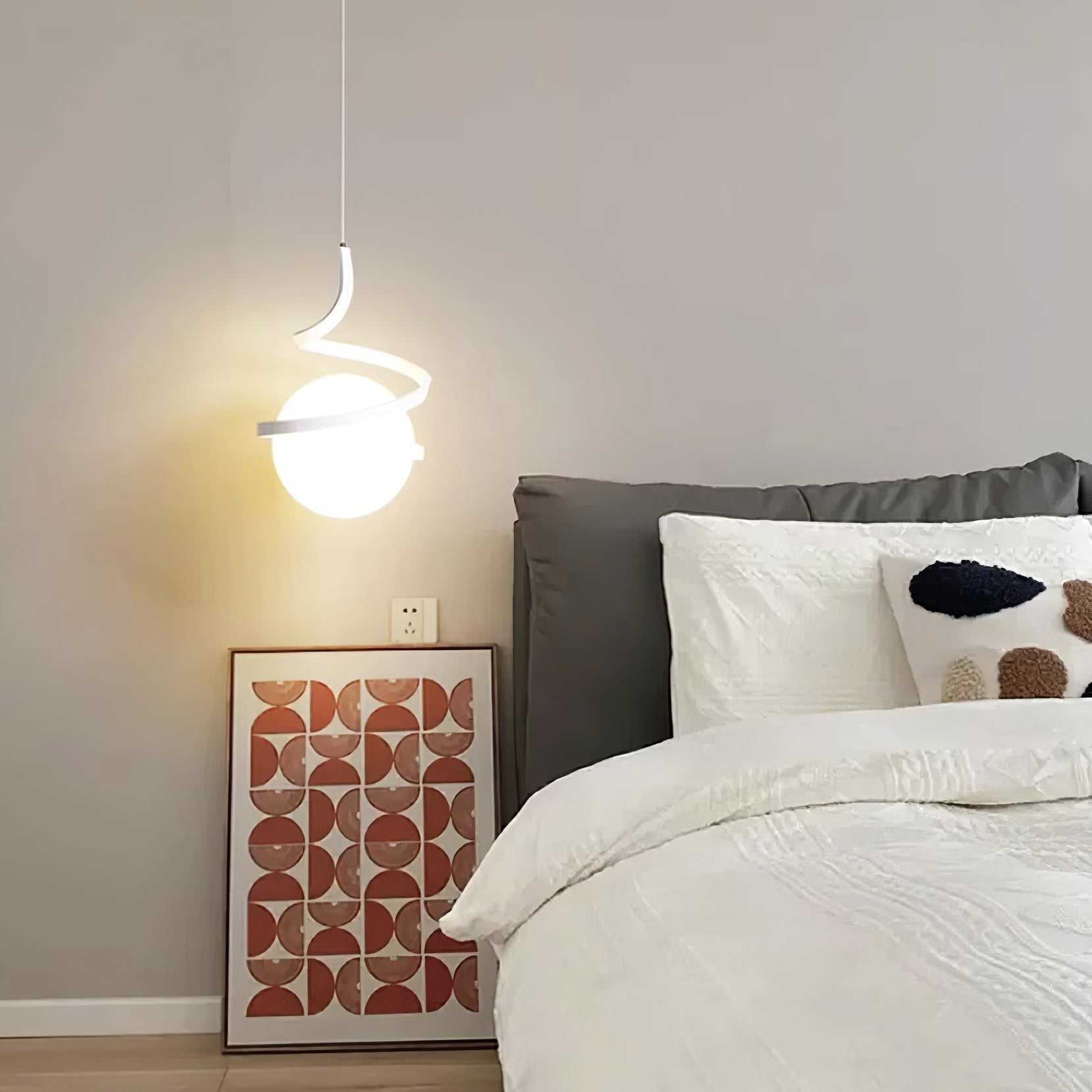 Lampe Suspendue en Fil de Fer et Spirale en Verre - Neutralighting