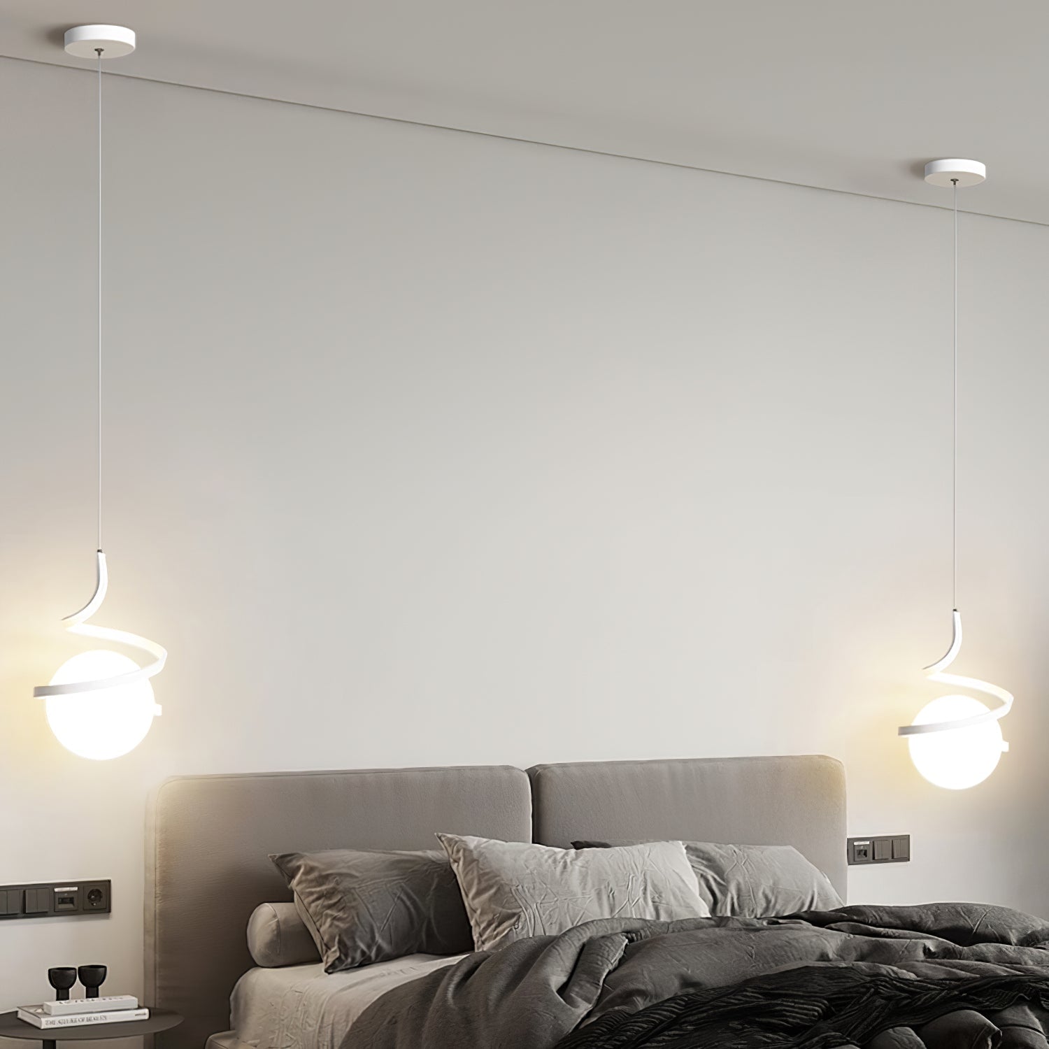 Lampe Suspendue en Fil de Fer et Spirale en Verre - Neutralighting