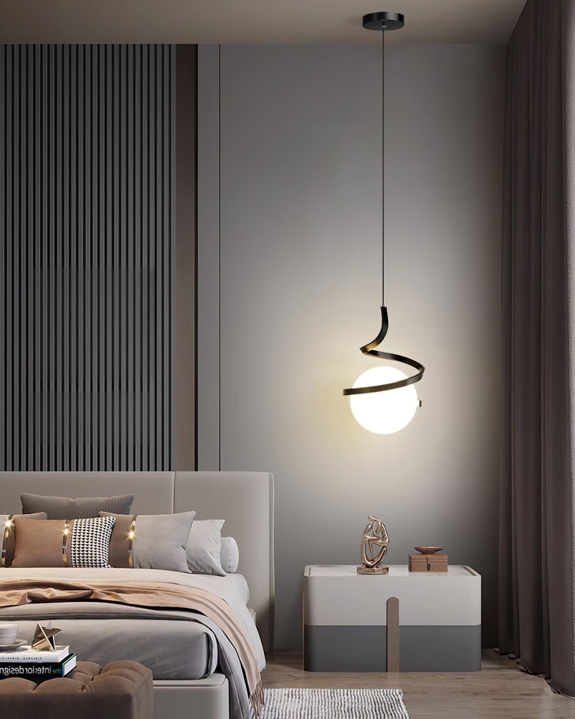 Lampe Suspendue en Fil de Fer et Spirale en Verre - Neutralighting