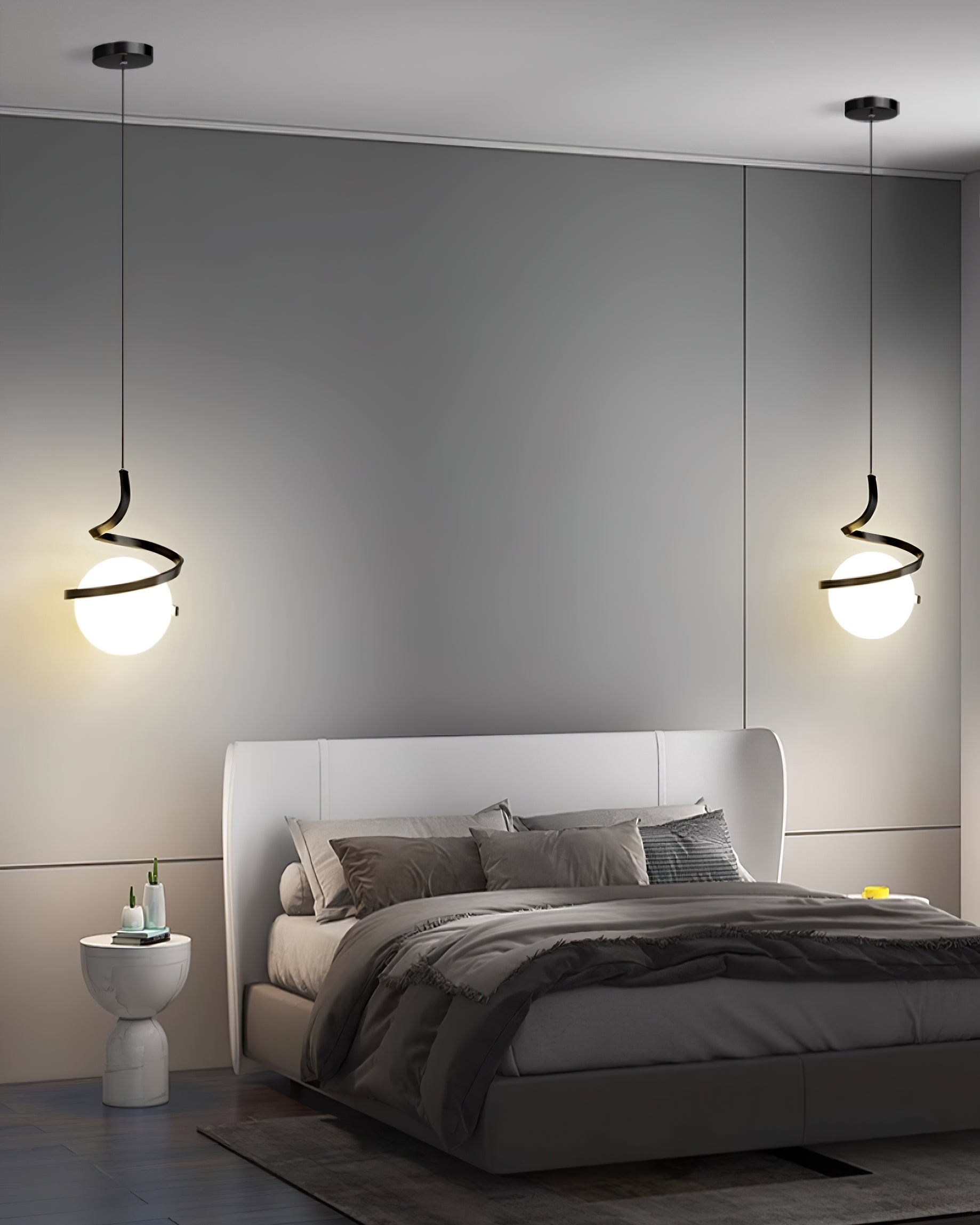Lampe Suspendue en Fil de Fer et Spirale en Verre - Neutralighting