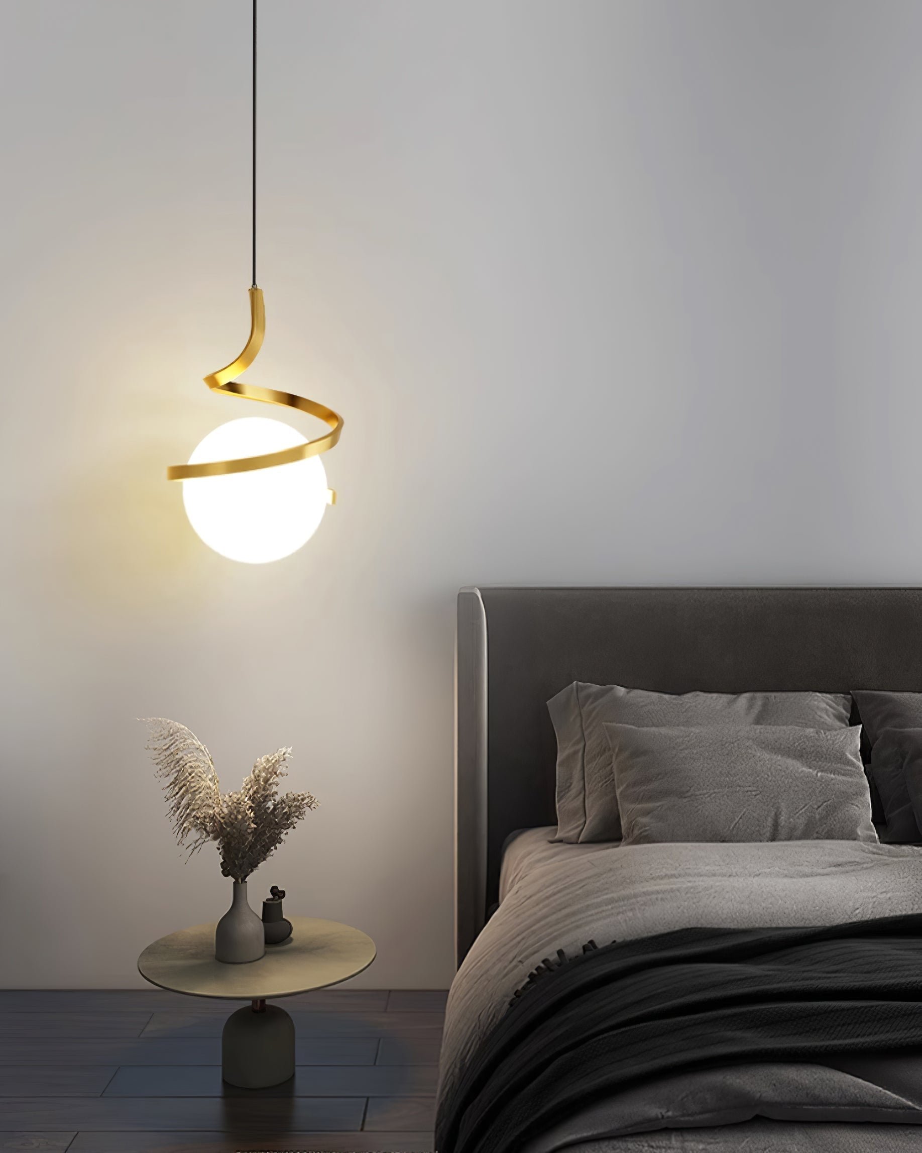 Lampe Suspendue en Fil de Fer et Spirale en Verre - Neutralighting