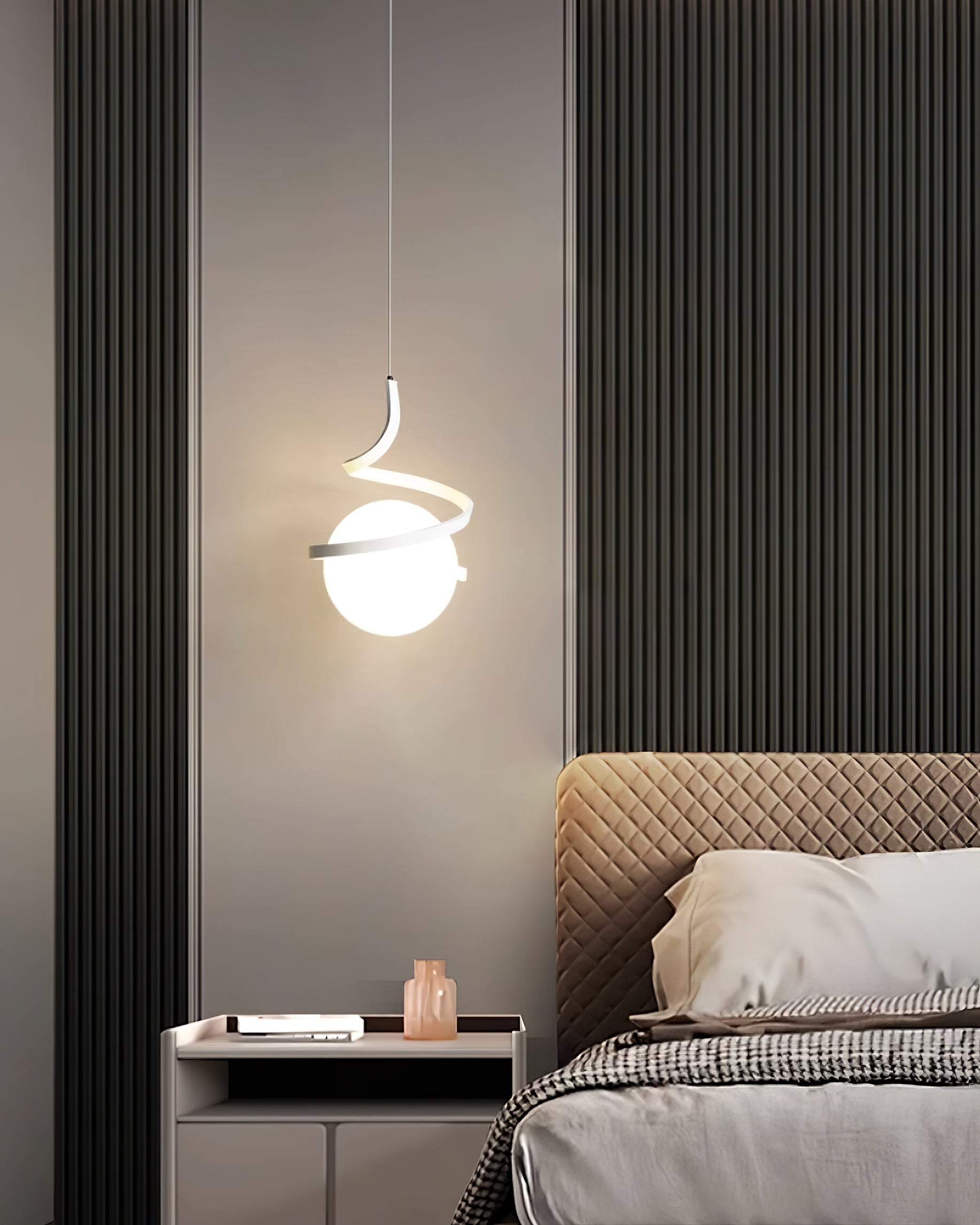 Lampe Suspendue en Fil de Fer et Spirale en Verre - Neutralighting