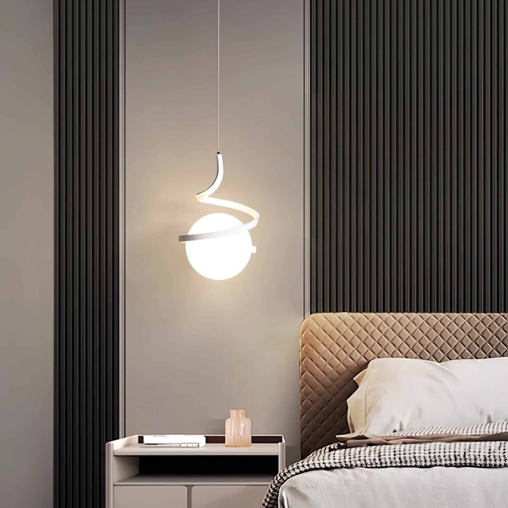 Lampe Suspendue en Fil de Fer et Spirale en Verre - Neutralighting