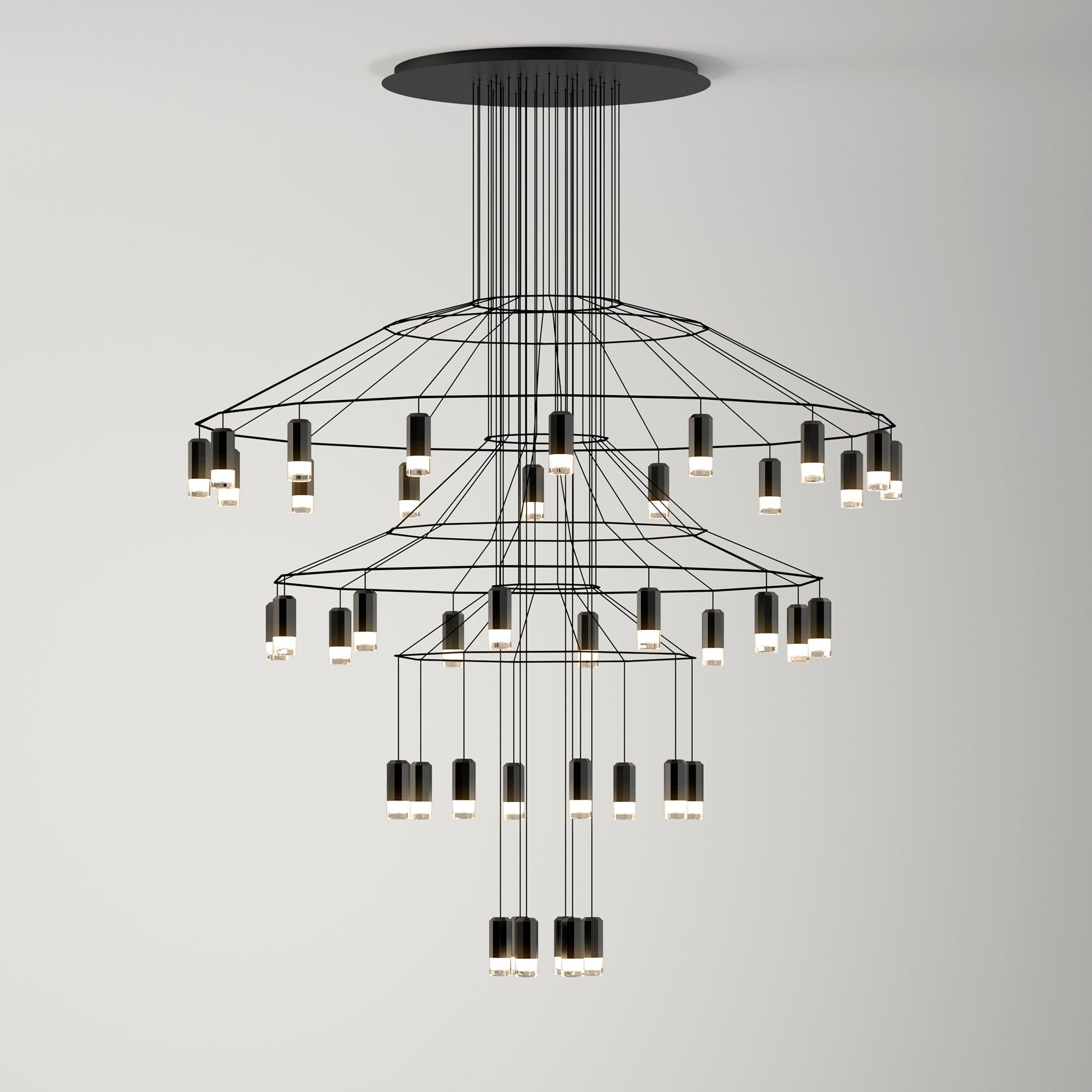 Lustra Chandelier Lignes Noir Structure Métallique LED - Neutralighting