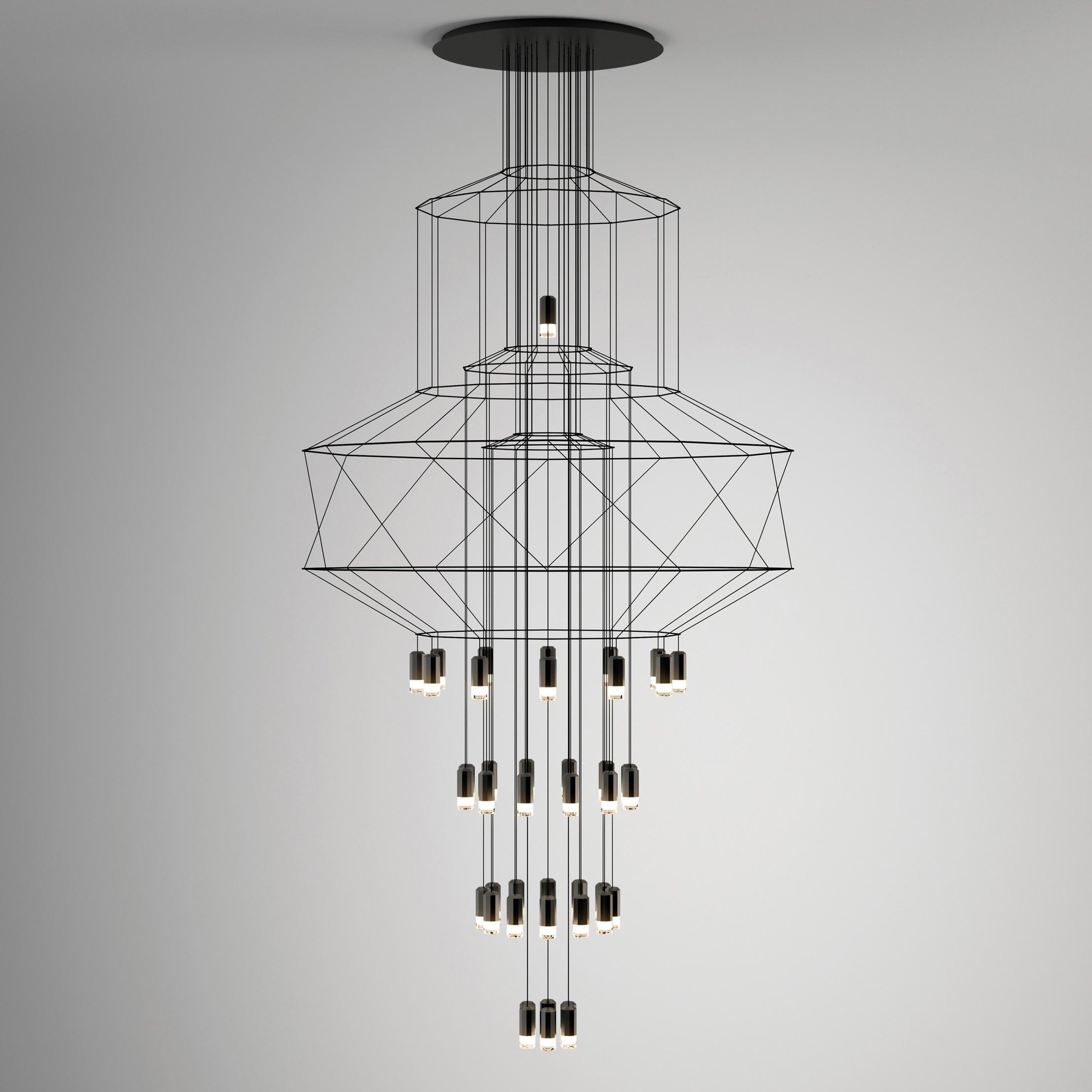 Lustra Chandelier Lignes Noir Structure Métallique LED - Neutralighting