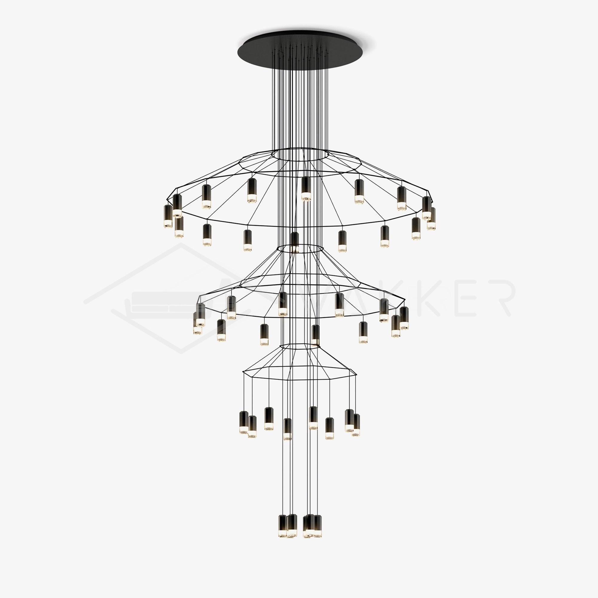 Lustra Chandelier Lignes Noir Structure Métallique LED - Neutralighting