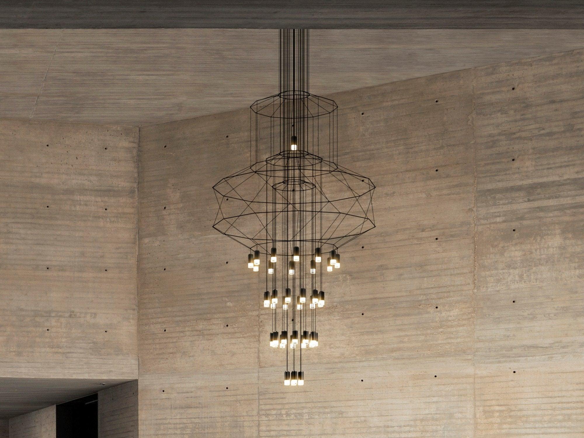 Lustra Chandelier Lignes Noir Structure Métallique LED - Neutralighting