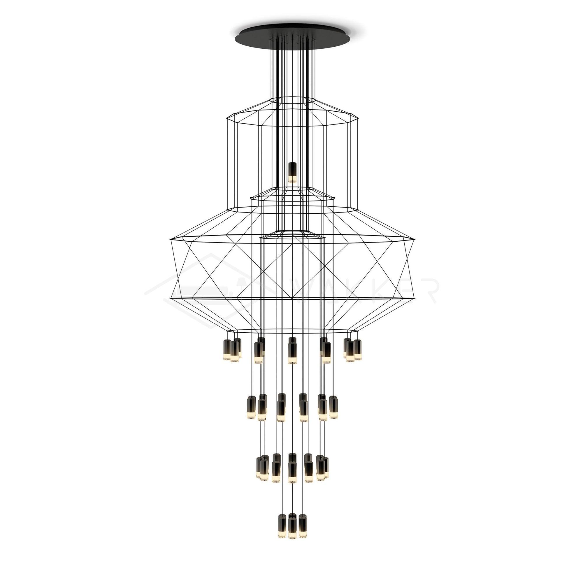 Lustra Chandelier Lignes Noir Structure Métallique LED - Neutralighting