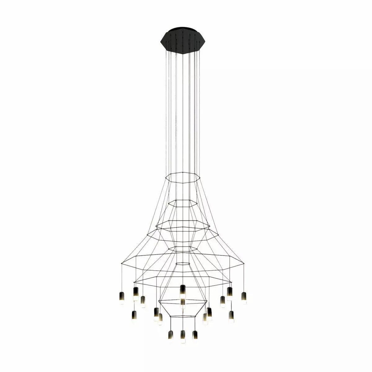Lustra Chandelier Lignes Noir Structure Métallique LED - Neutralighting