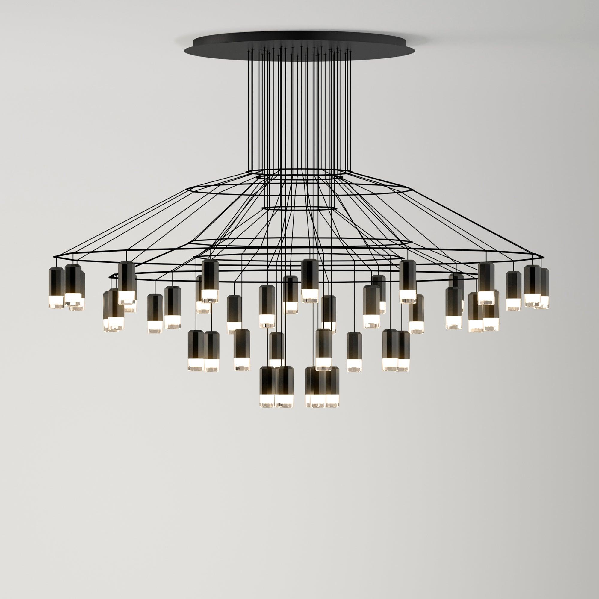 Lustra Chandelier Lignes Noir Structure Métallique LED - Neutralighting