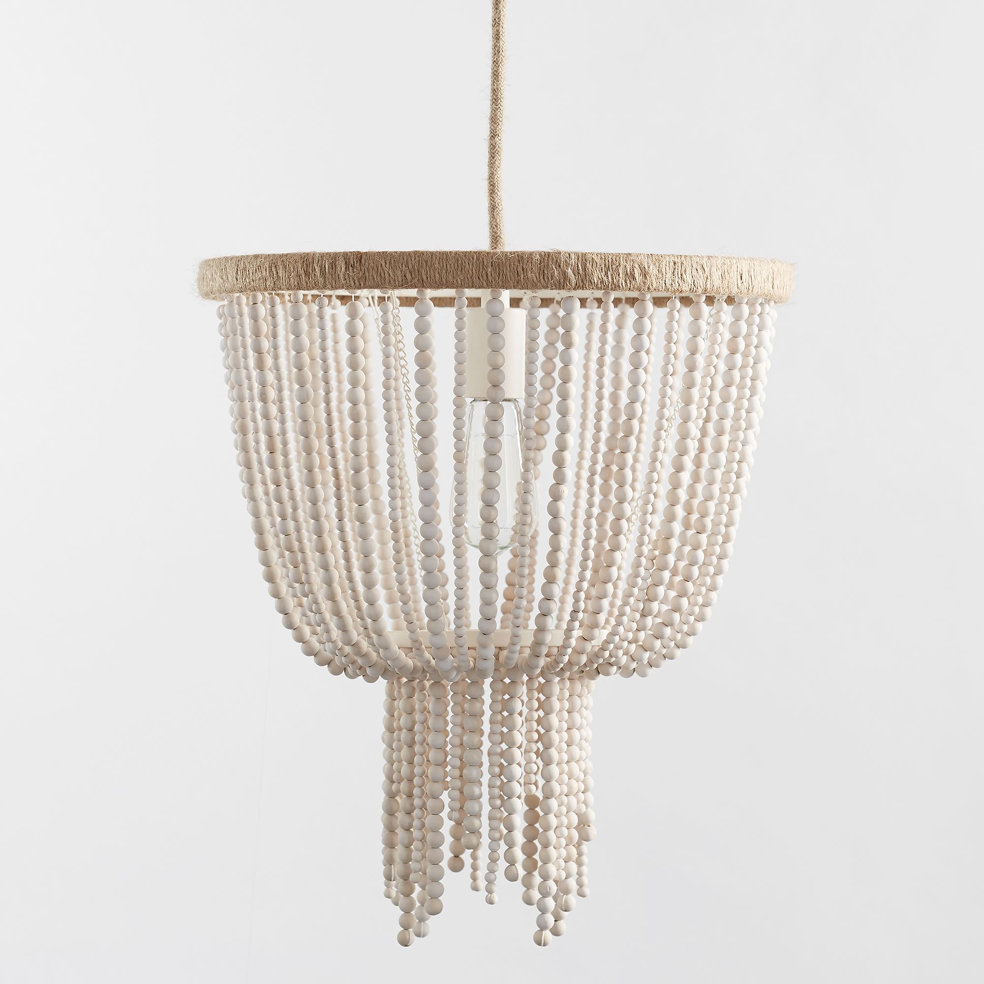 Himinuvyi Chandelier en Bois, Corde et Métal à Perles Moderne - Neutralighting