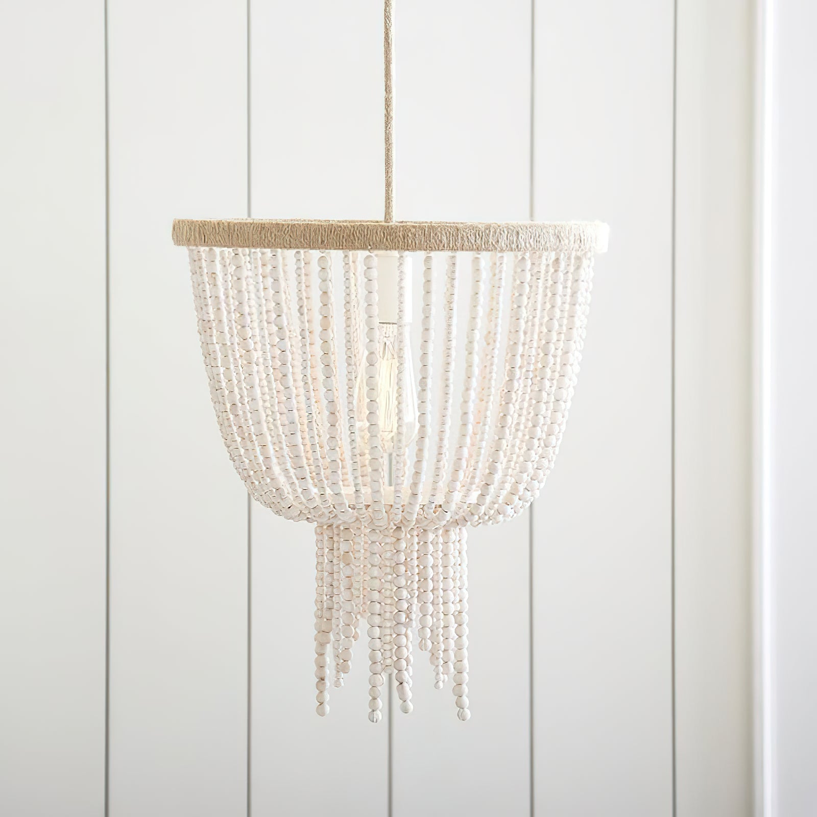 Himinuvyi Modern Beaded Wooden Rope Metal Chandelier - Lamp Copper