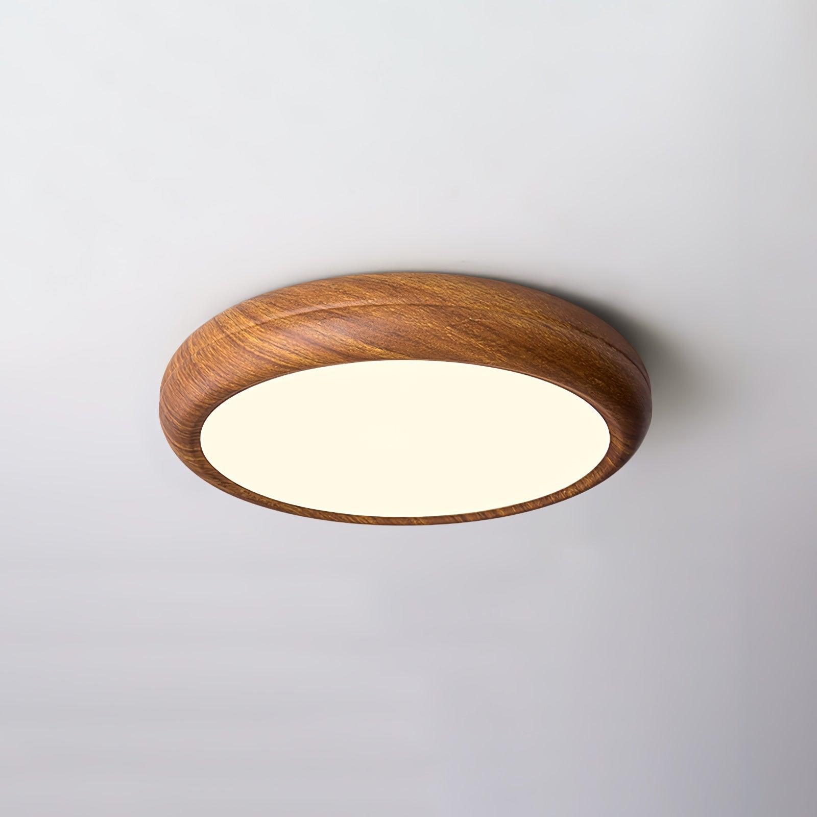 Grena Motif Bois Plafonnier Led Rond