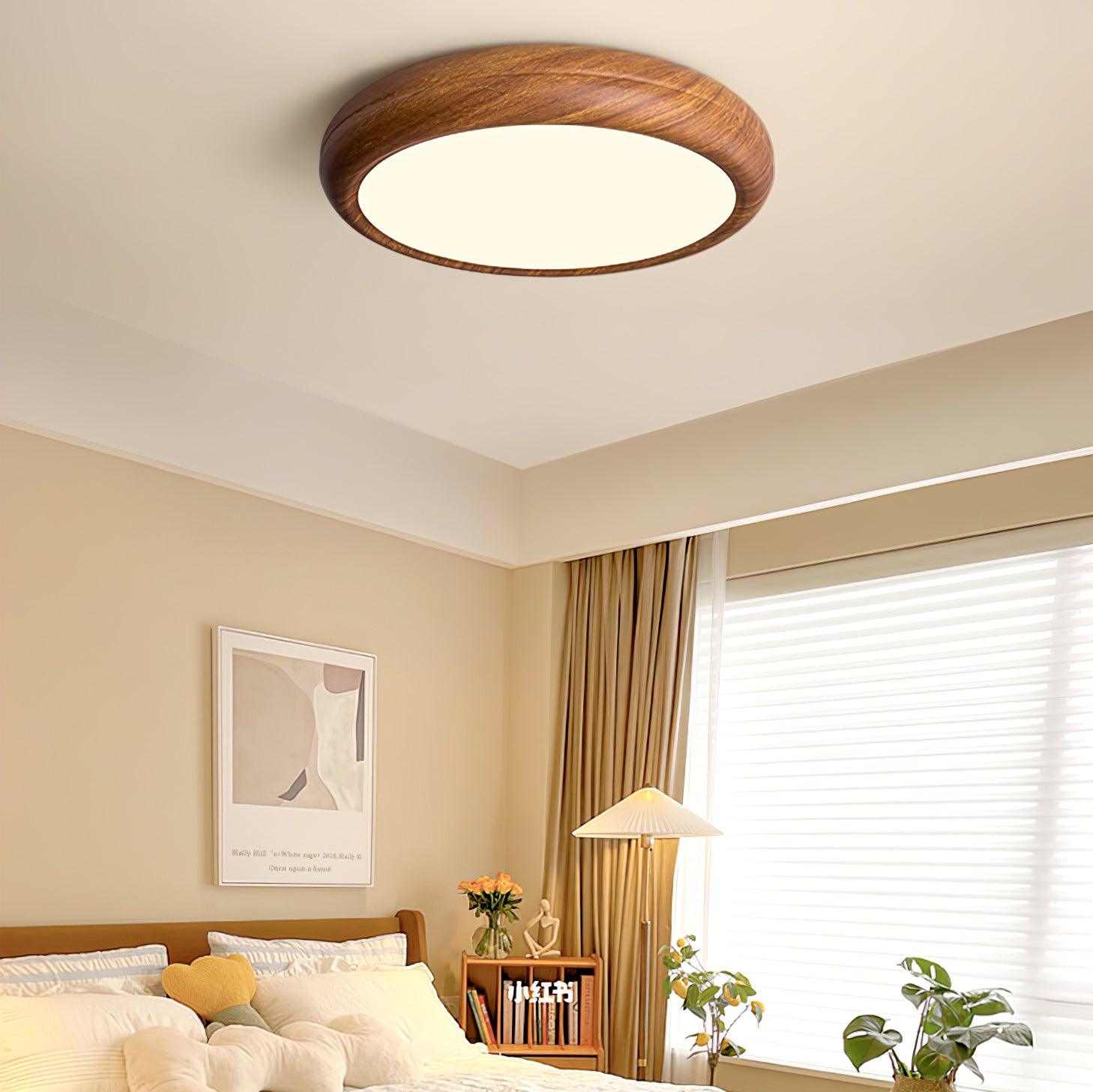 Grena Motif Bois Plafonnier Led Rond