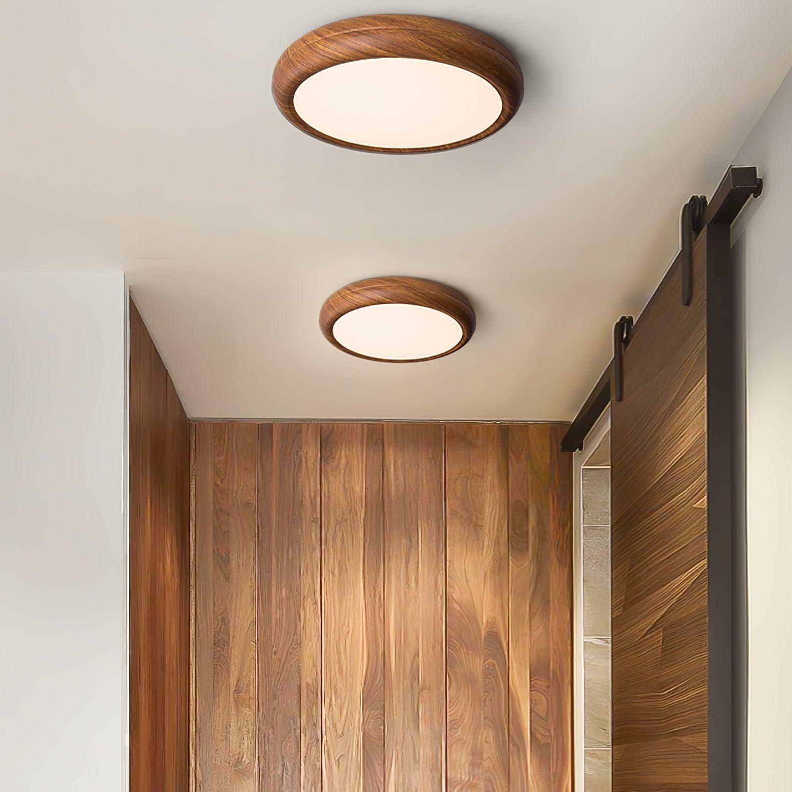 Grena Motif Bois Plafonnier Led Rond