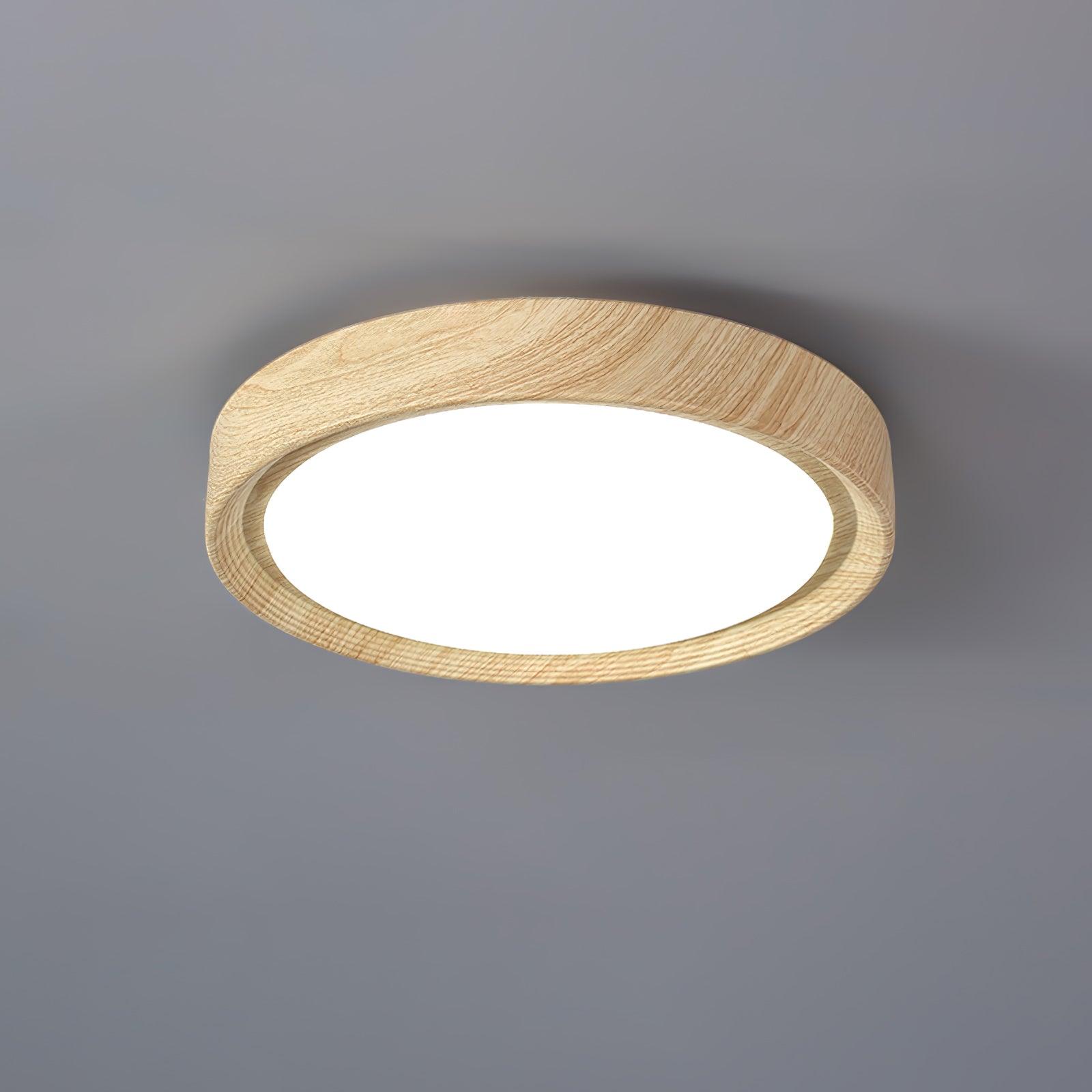 Grena Motif Bois Plafonnier Led Rond