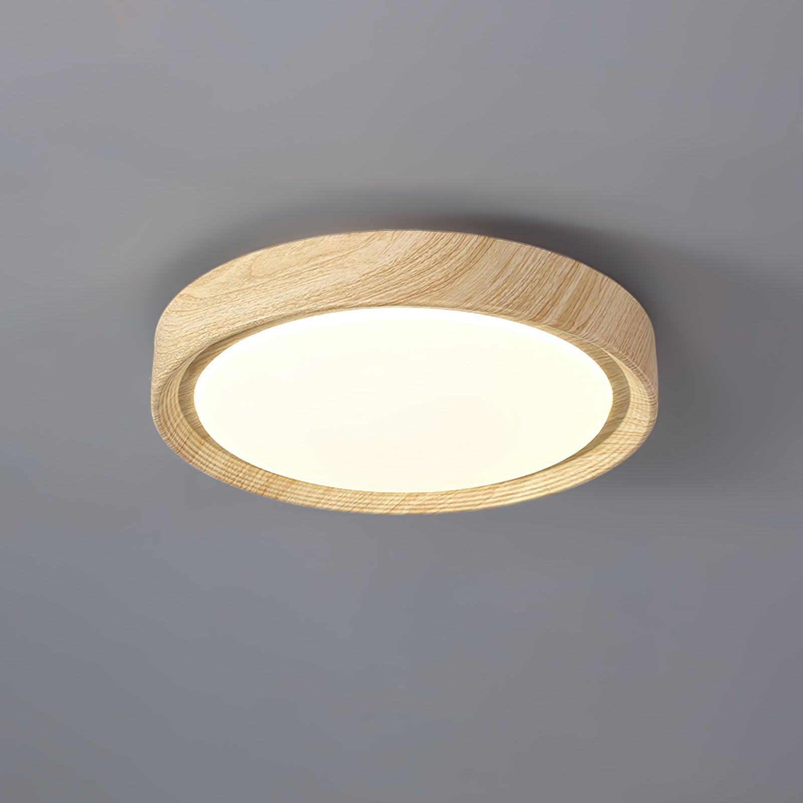 Grena Motif Bois Plafonnier Led Rond