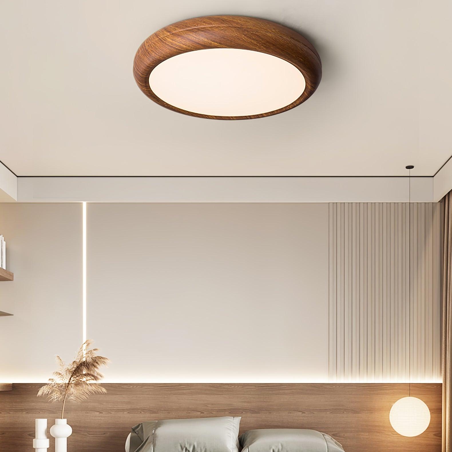 Grena Motif Bois Plafonnier Led Rond