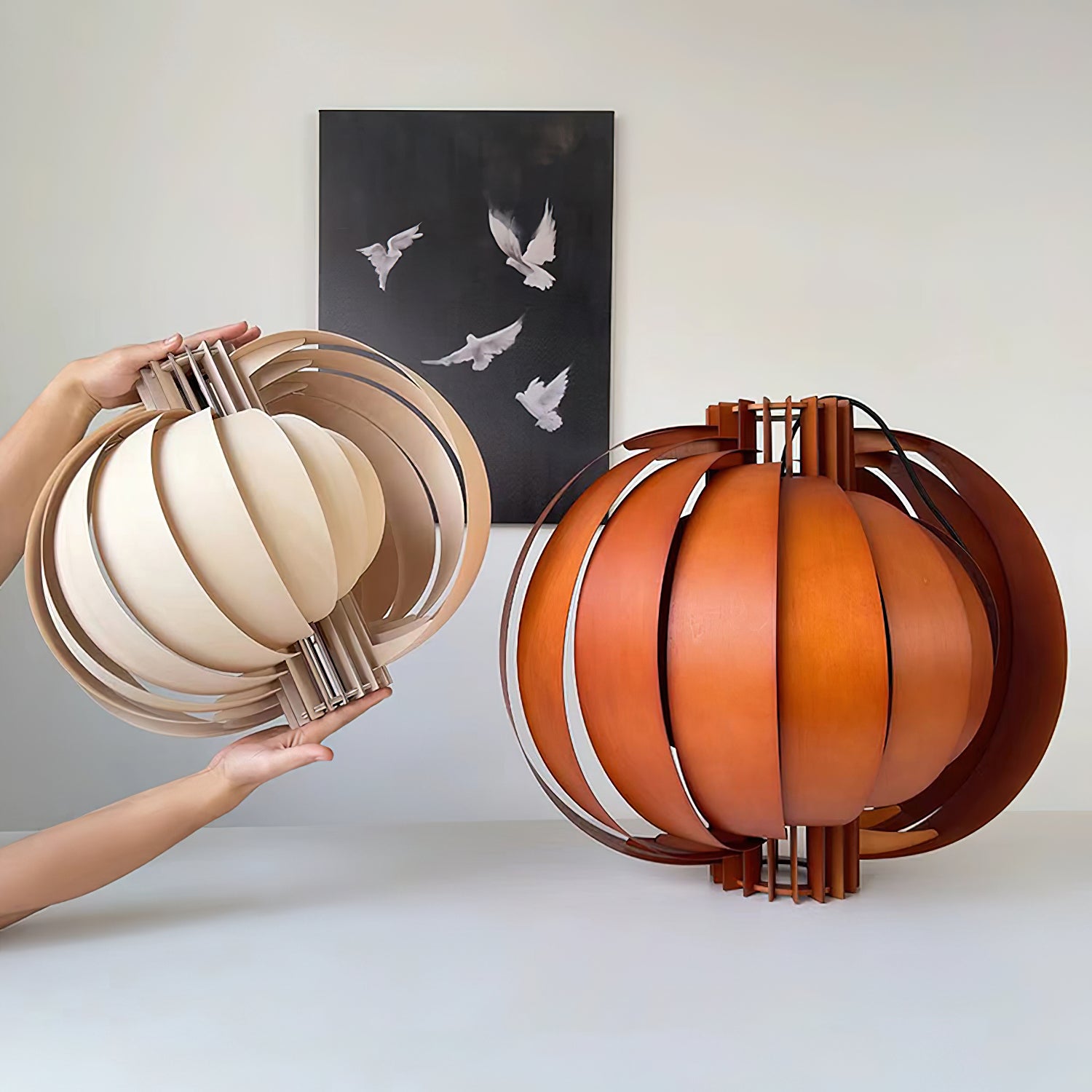 Wooden Lantern Pendant Lamp Layered Organic - Letslighting