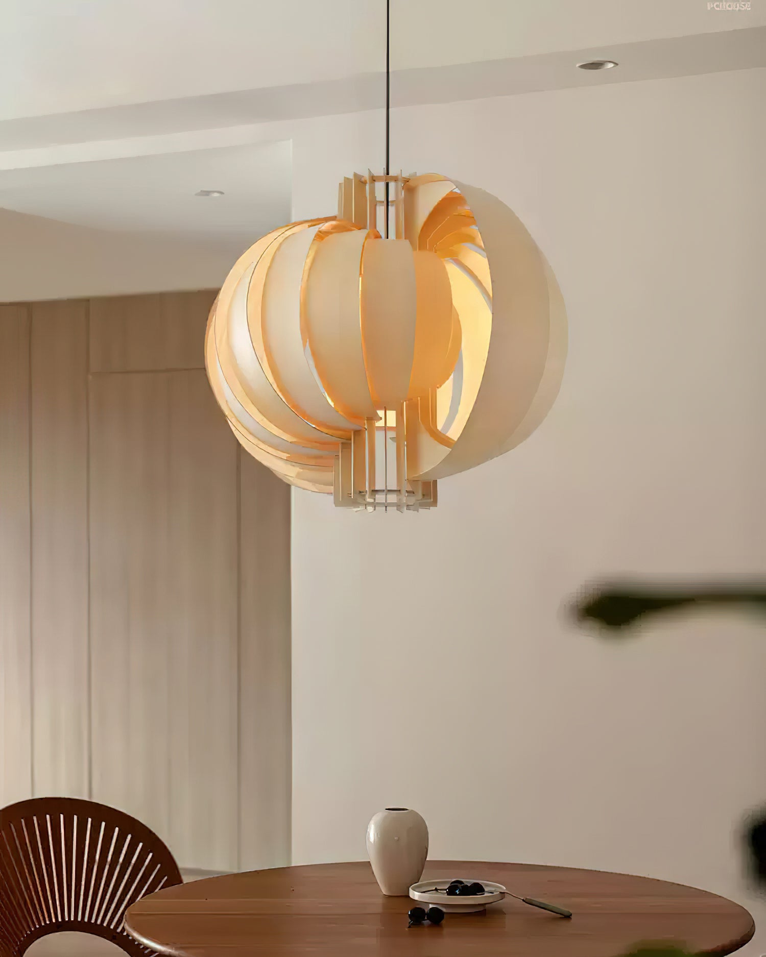 Wooden Lantern Pendant Lamp Layered Organic - Letslighting