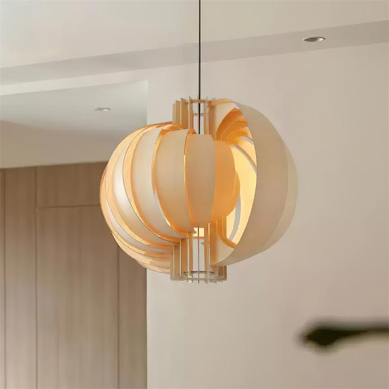Wooden Lantern Pendant Lamp Layered Organic - Letslighting