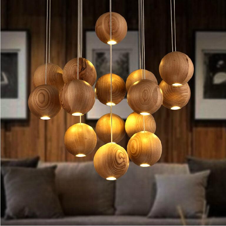 Ulvararis Suspension en bois Nordic Orb Sphere Cluster - Neutralighting