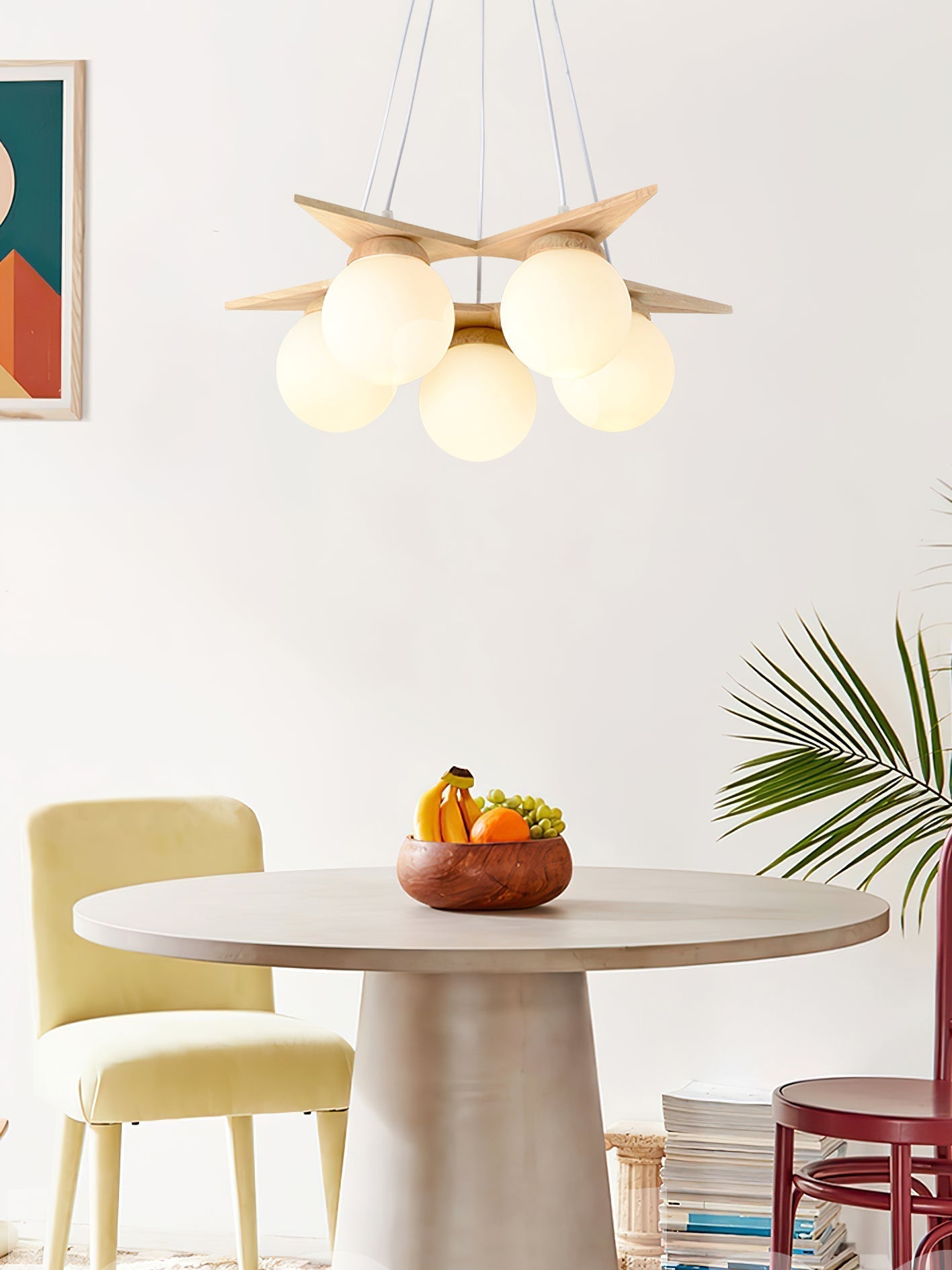 Zothaus Lustre Bois Verre Étoile Art Nordique Premium - Neutralighting